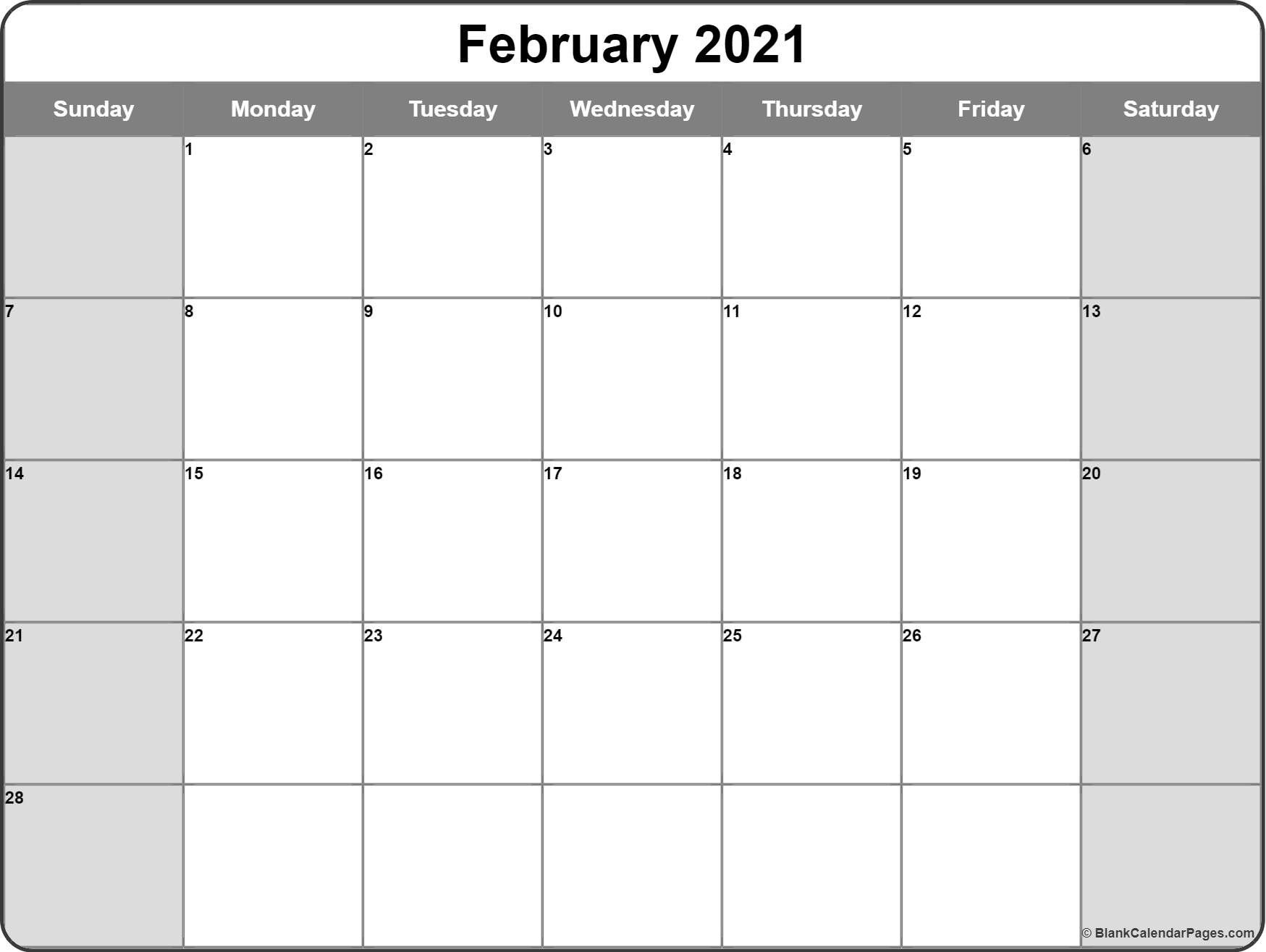 Collect Blank Fillable Monthly Calendar 2021