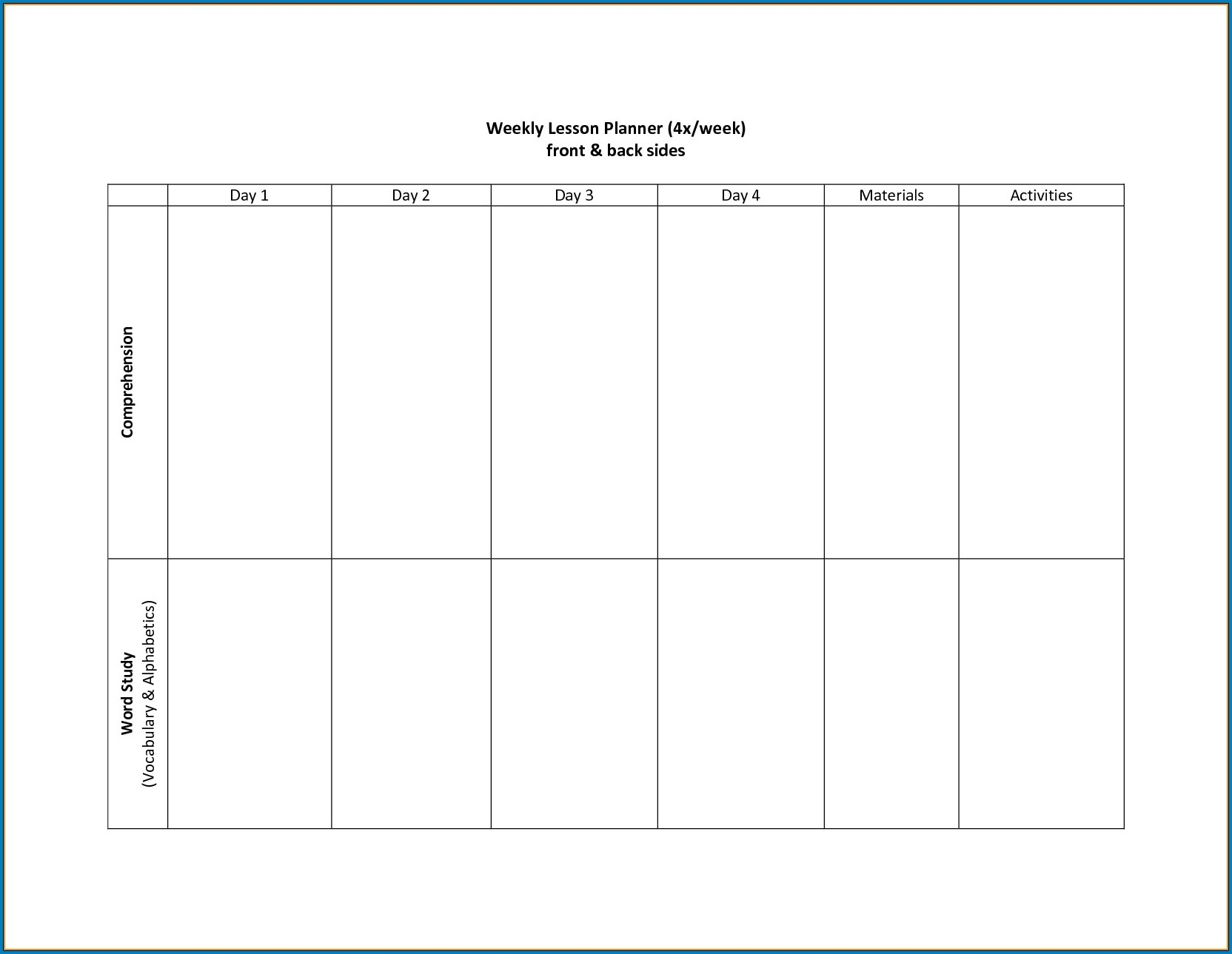 Collect Blank Two Week Schedule