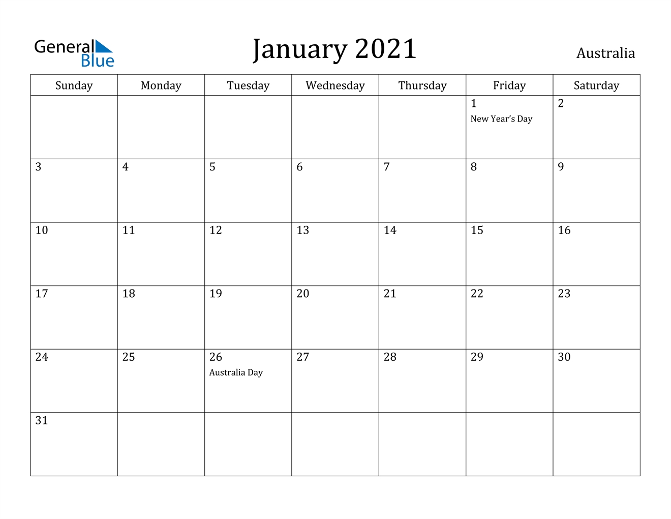 Collect Calendar 2021 Australia