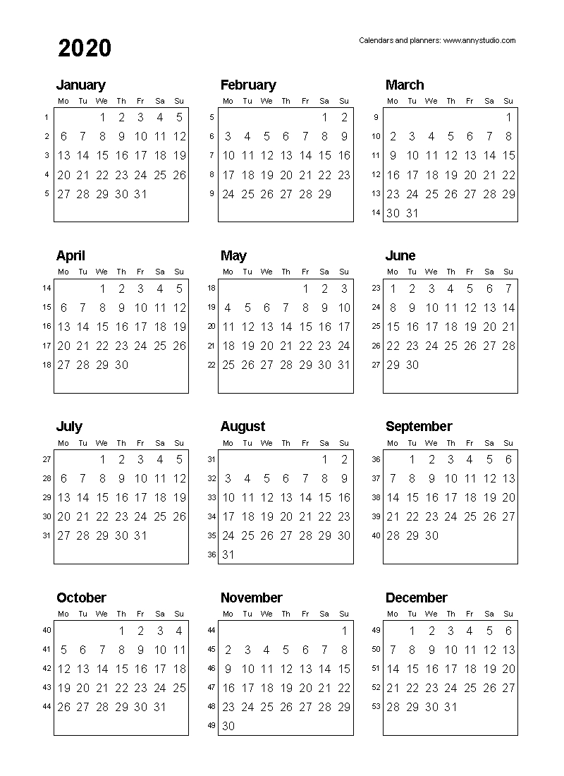 Collect Calendar 2021 With Days Numbered