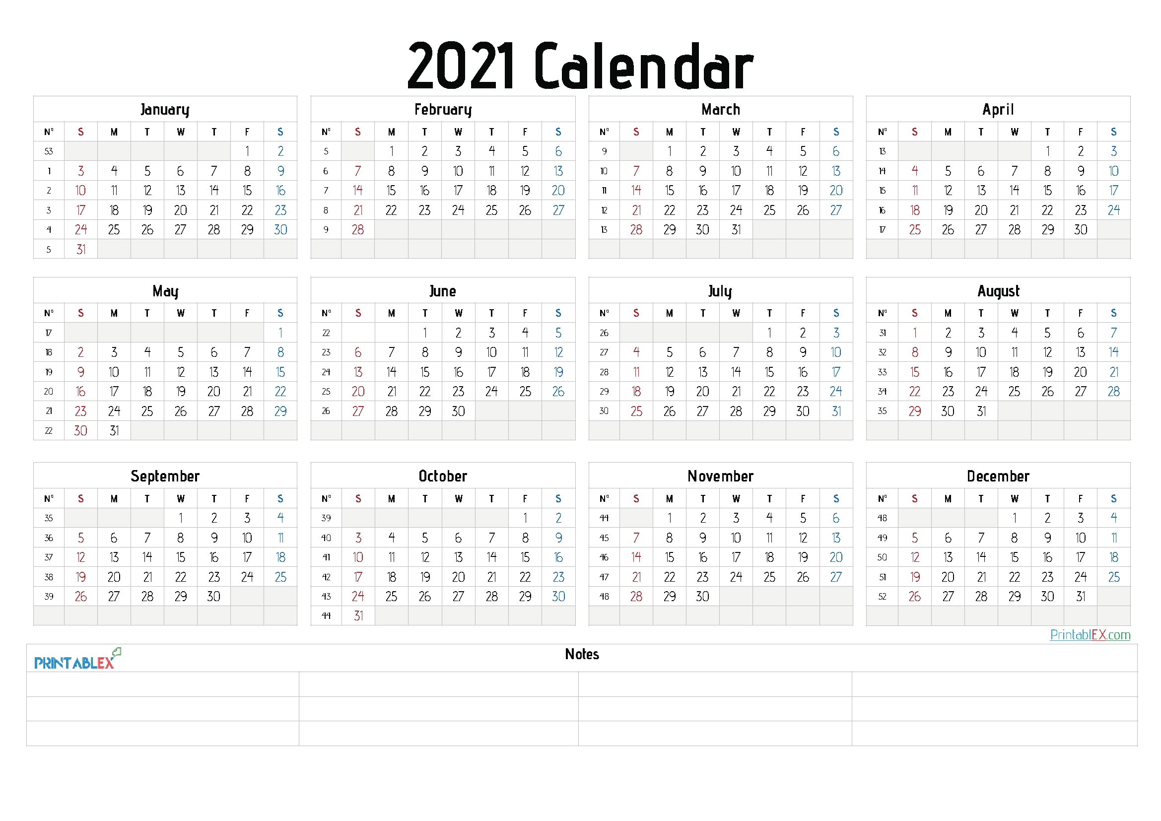 Collect Calendar 2021 With Days Numbered