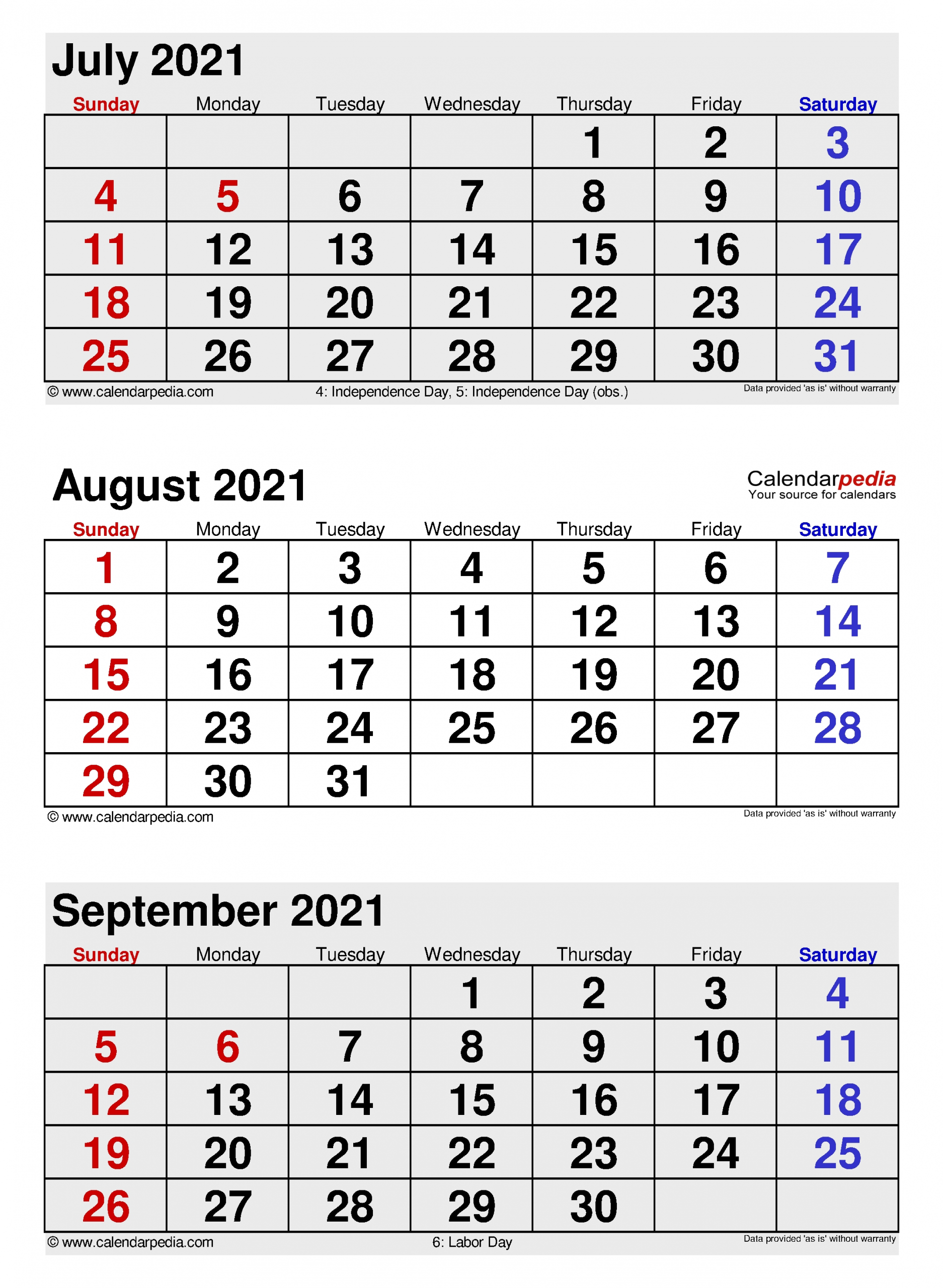 Collect Calendar August 2021 Through December 2021