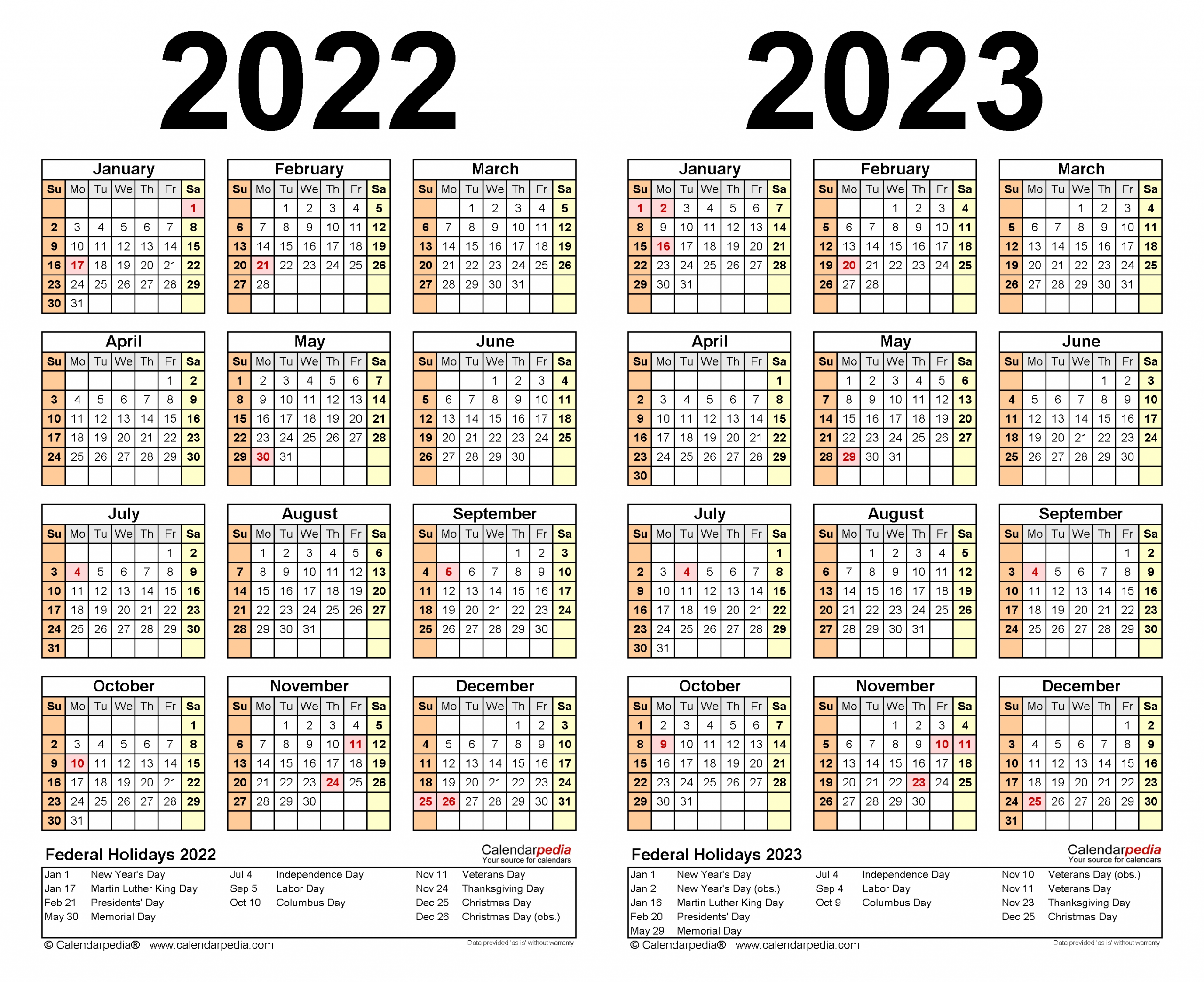 Collect Calendar For 2022 &amp; 2023