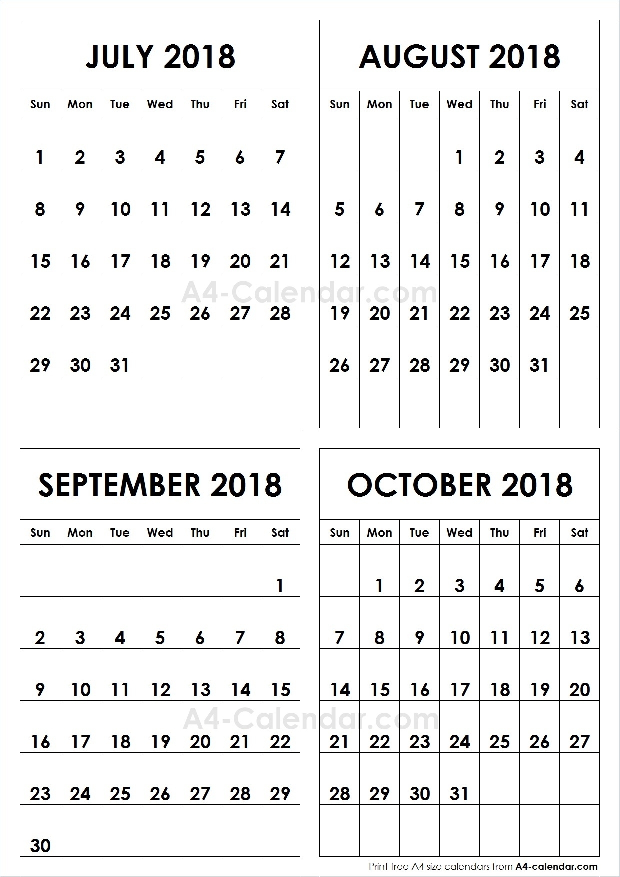 Collect Calendar For July August September October