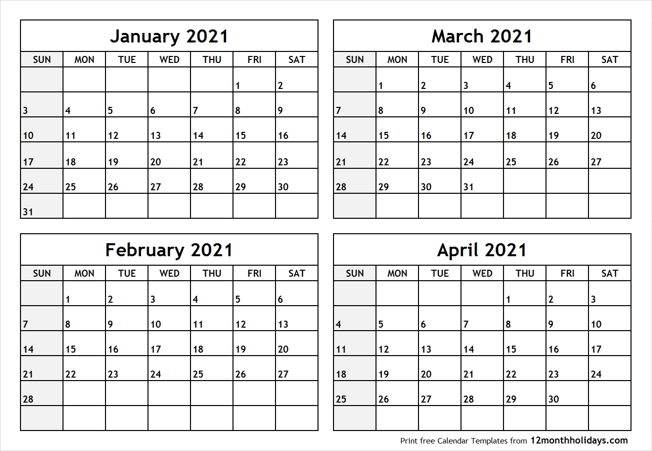 Collect Calendar Jan To April 2021