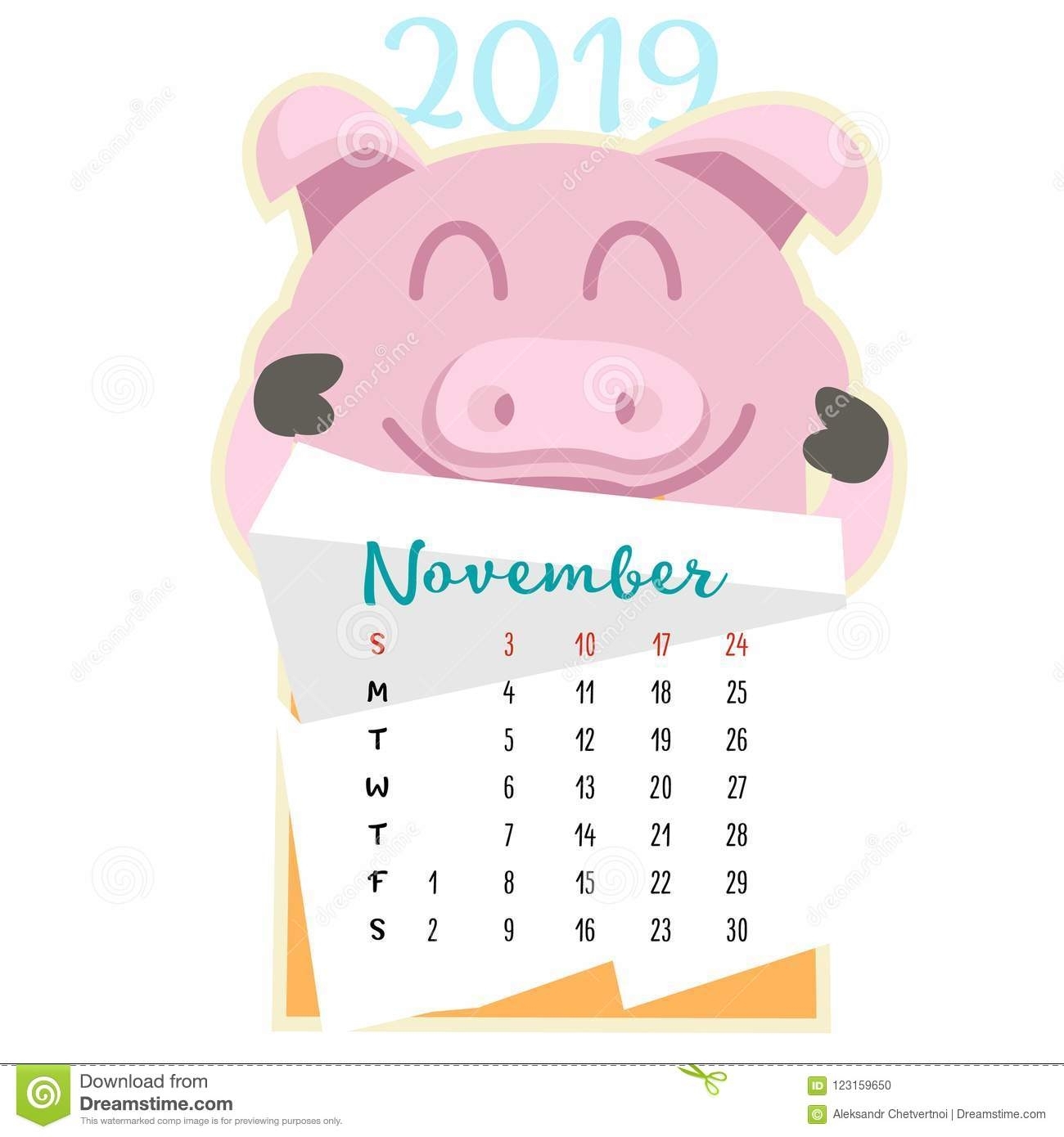 Collect Cute August 2021 Pig Calendar Printable
