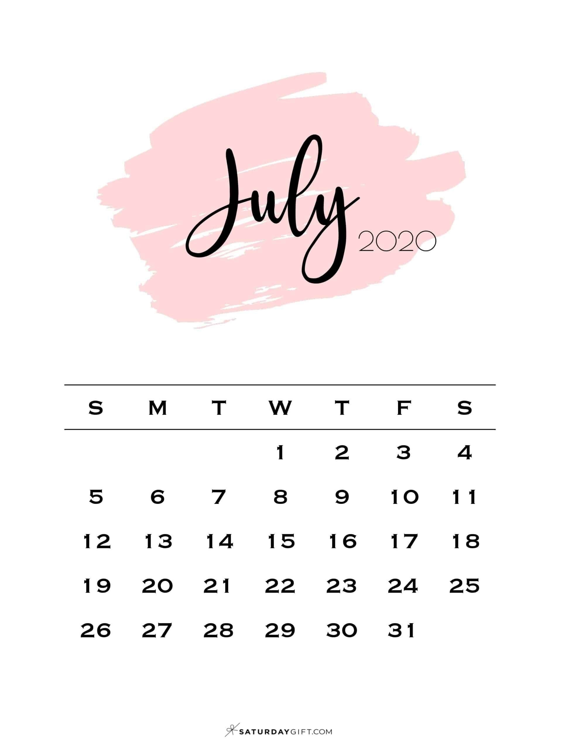 Collect Cute Free Printable Calendar July 2021