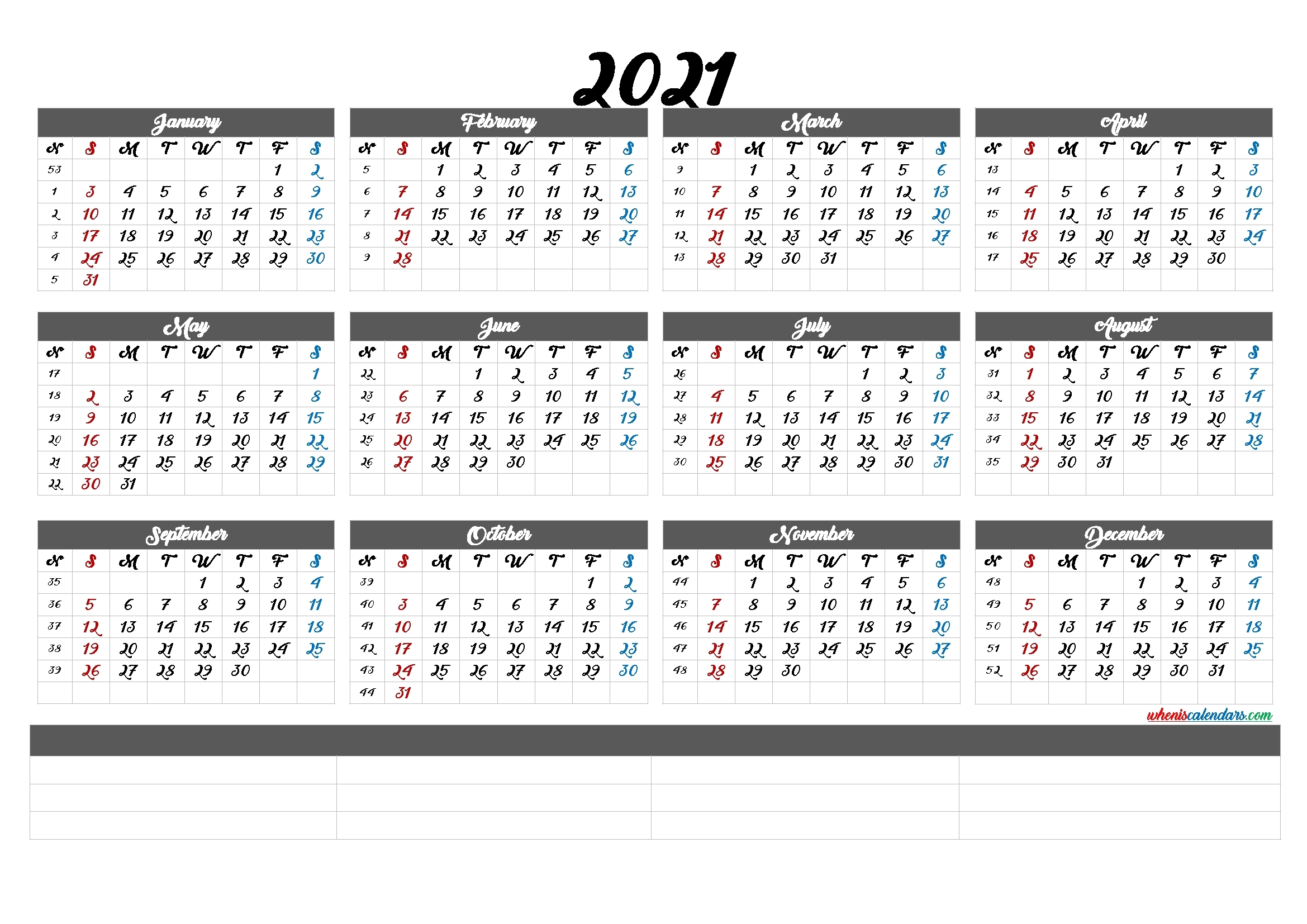 Collect Cute Printable Calendar 2021