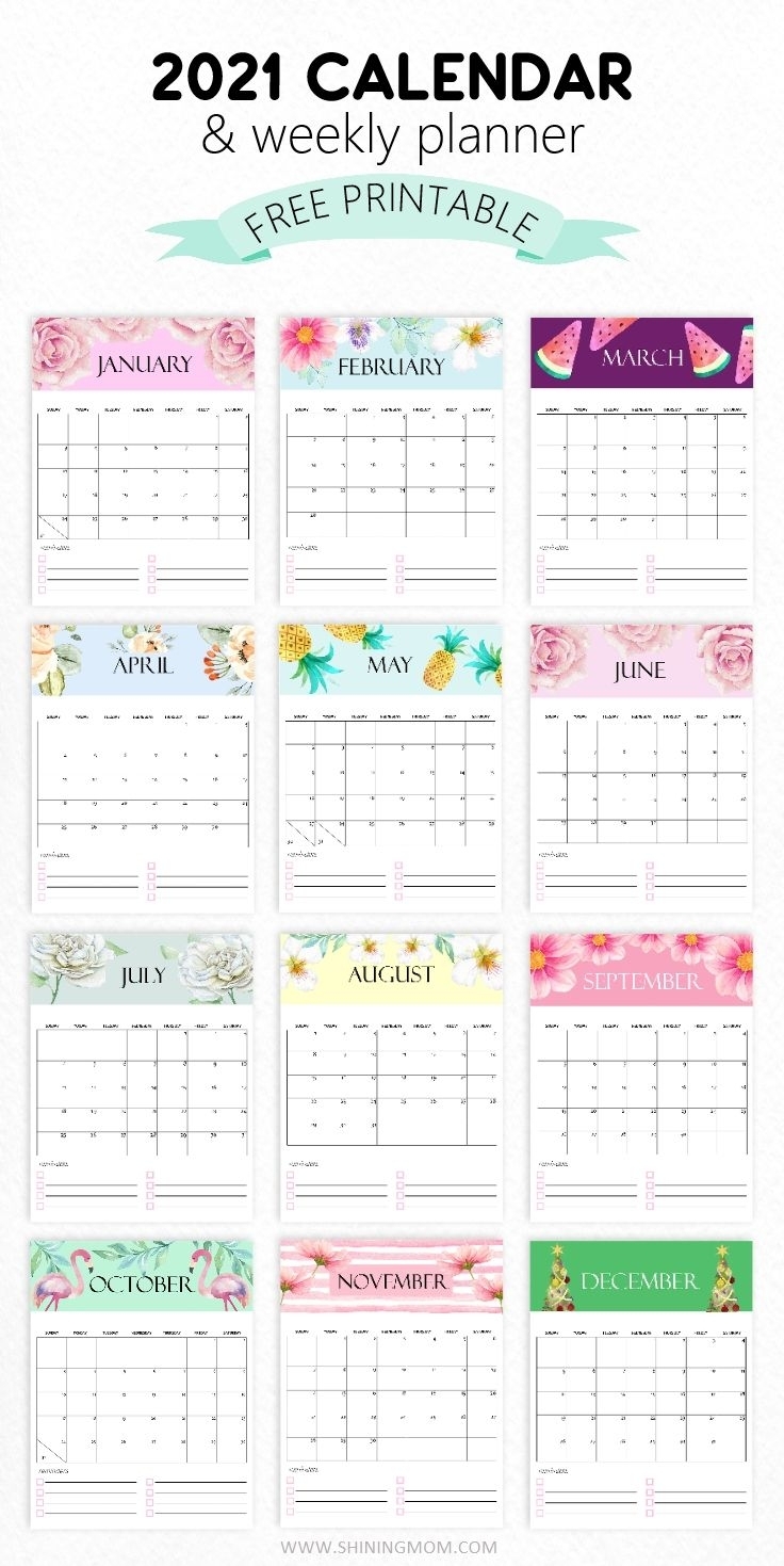 Collect Cute Printable Calendar 2021 Monthly Free