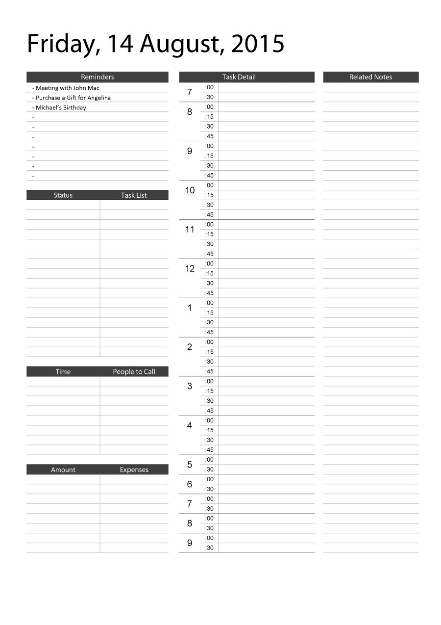 Collect Daily Organizer Free Printable Template