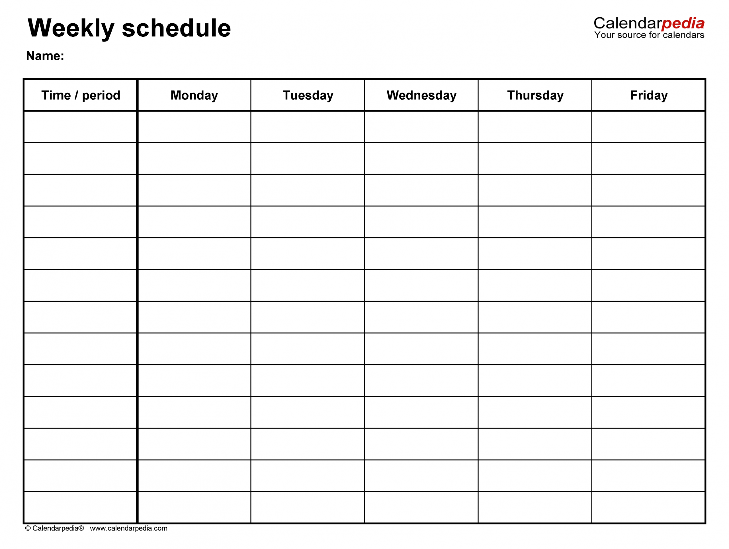 Collect Days Of The Week Template Schedule