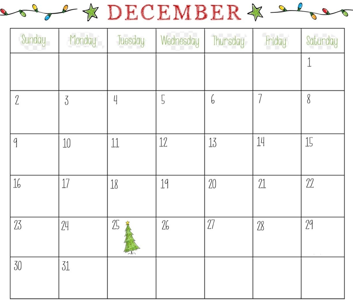 Collect December Christmas Calendar Printable