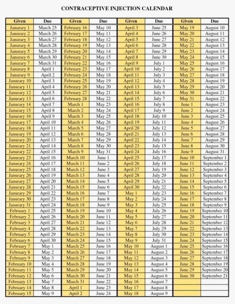 Collect Depo Injection Calendar 2021 Best Calendar Example