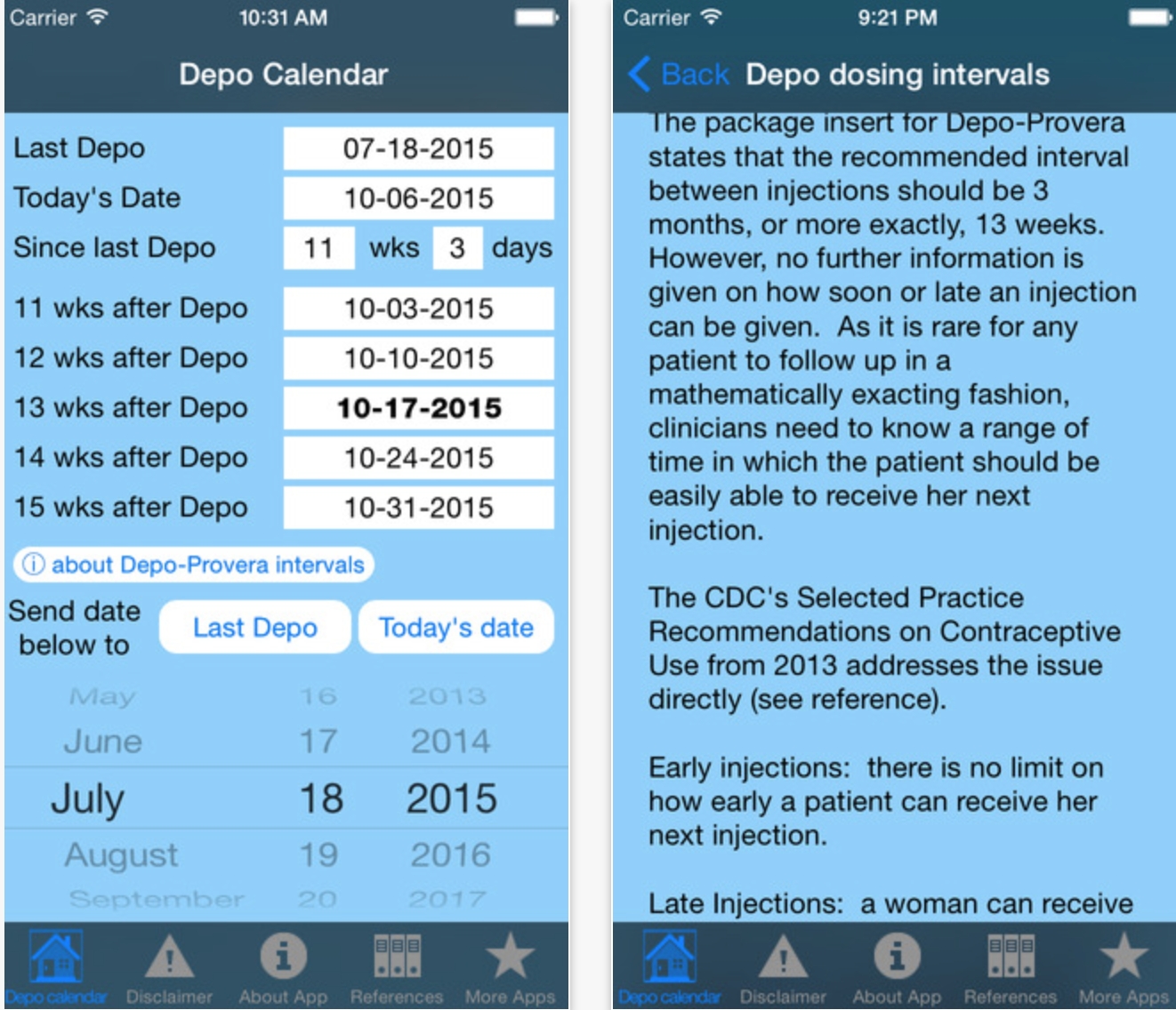 Collect Depot Provera Chart