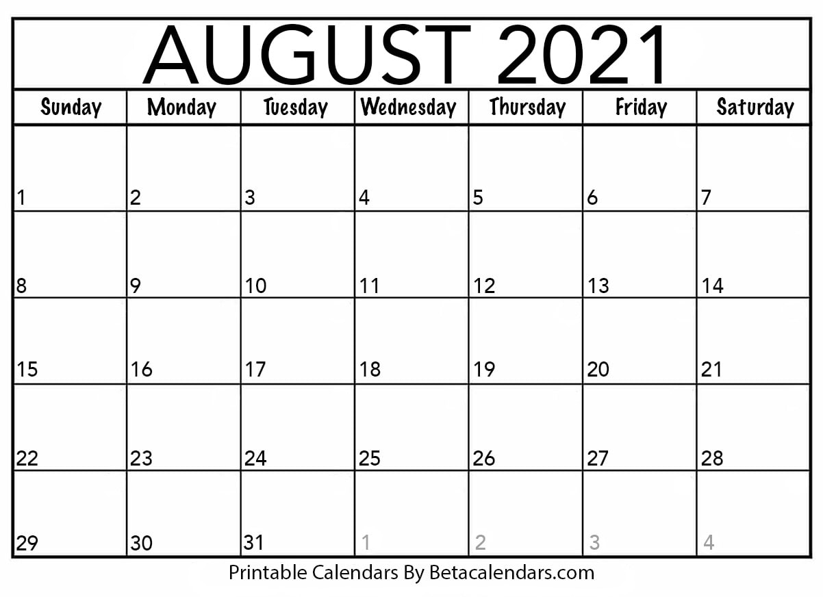 Collect Fill In August 2021 Calendar