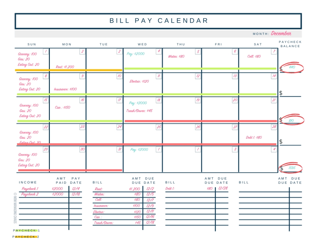 Collect Fortnightly Bill Organiser