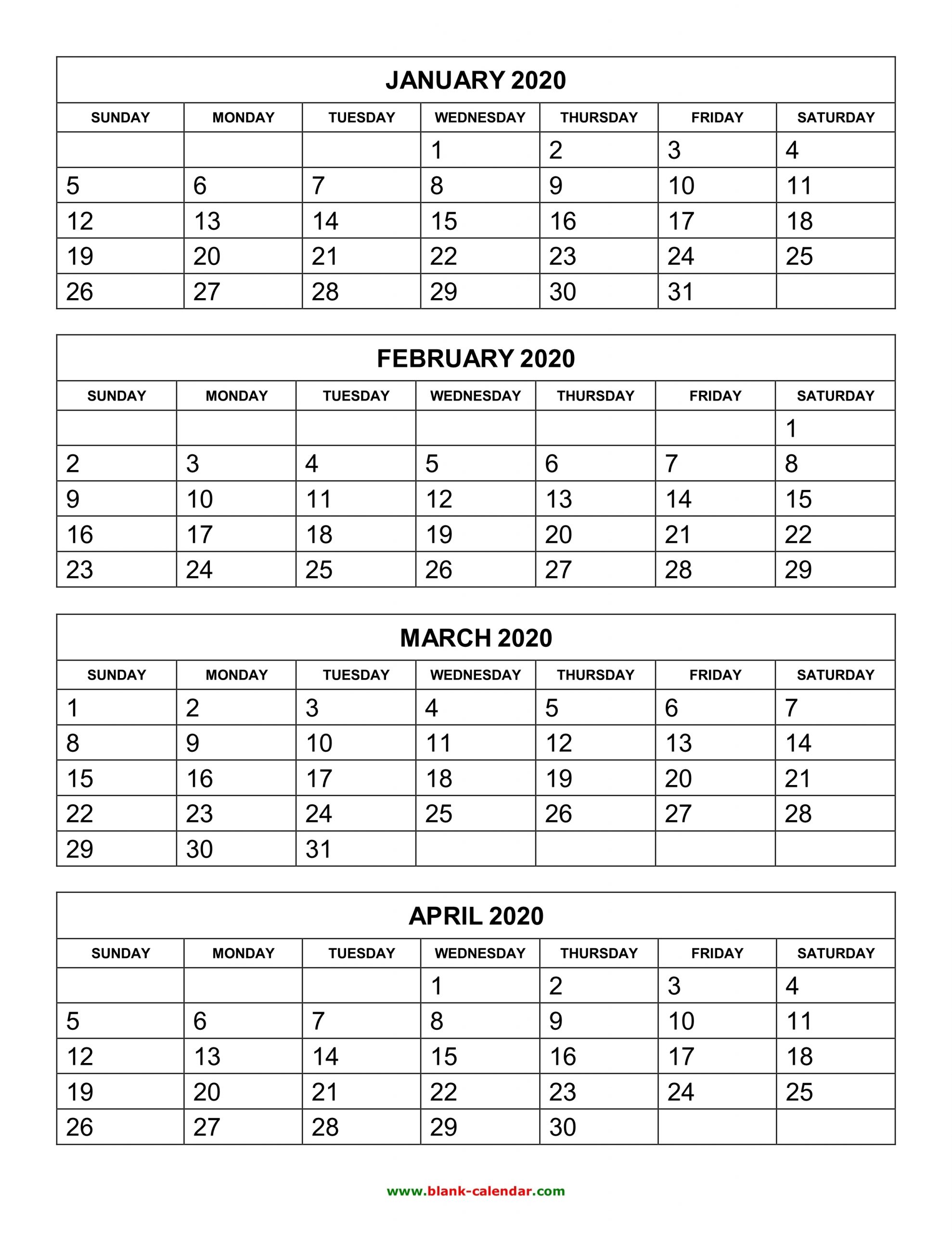 Collect Four Month Calendar Template Word