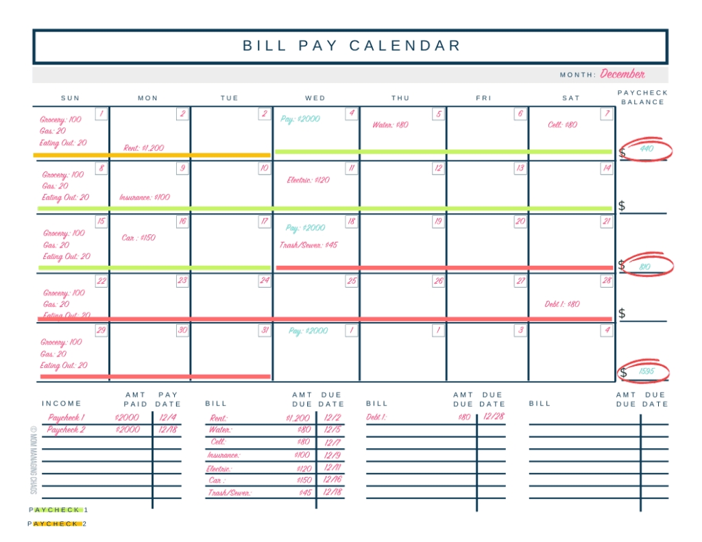 Free Bi Weekly Bill Organizer Spreadsheet Best Calendar Example