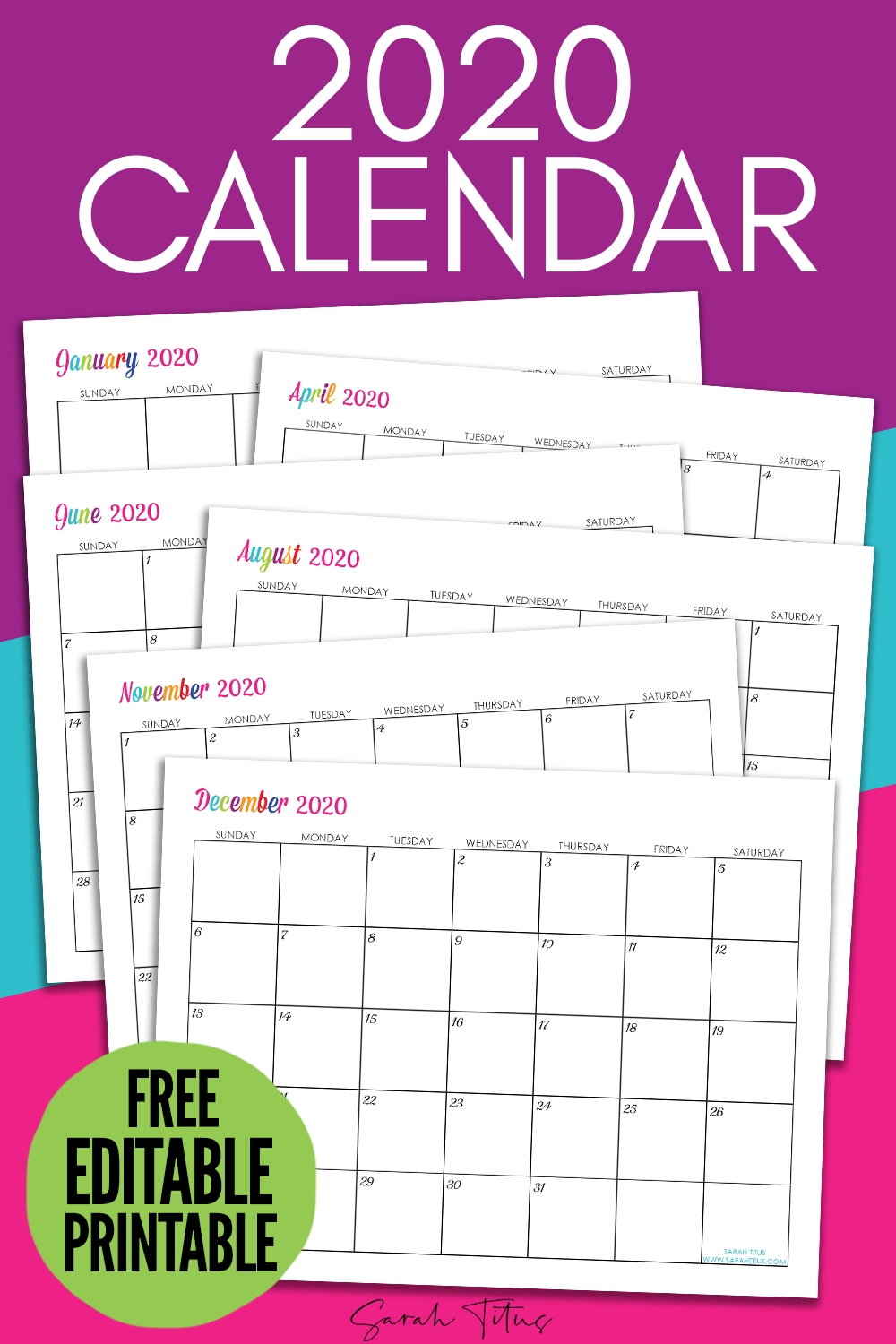 Collect Free Editable Blank Calendar