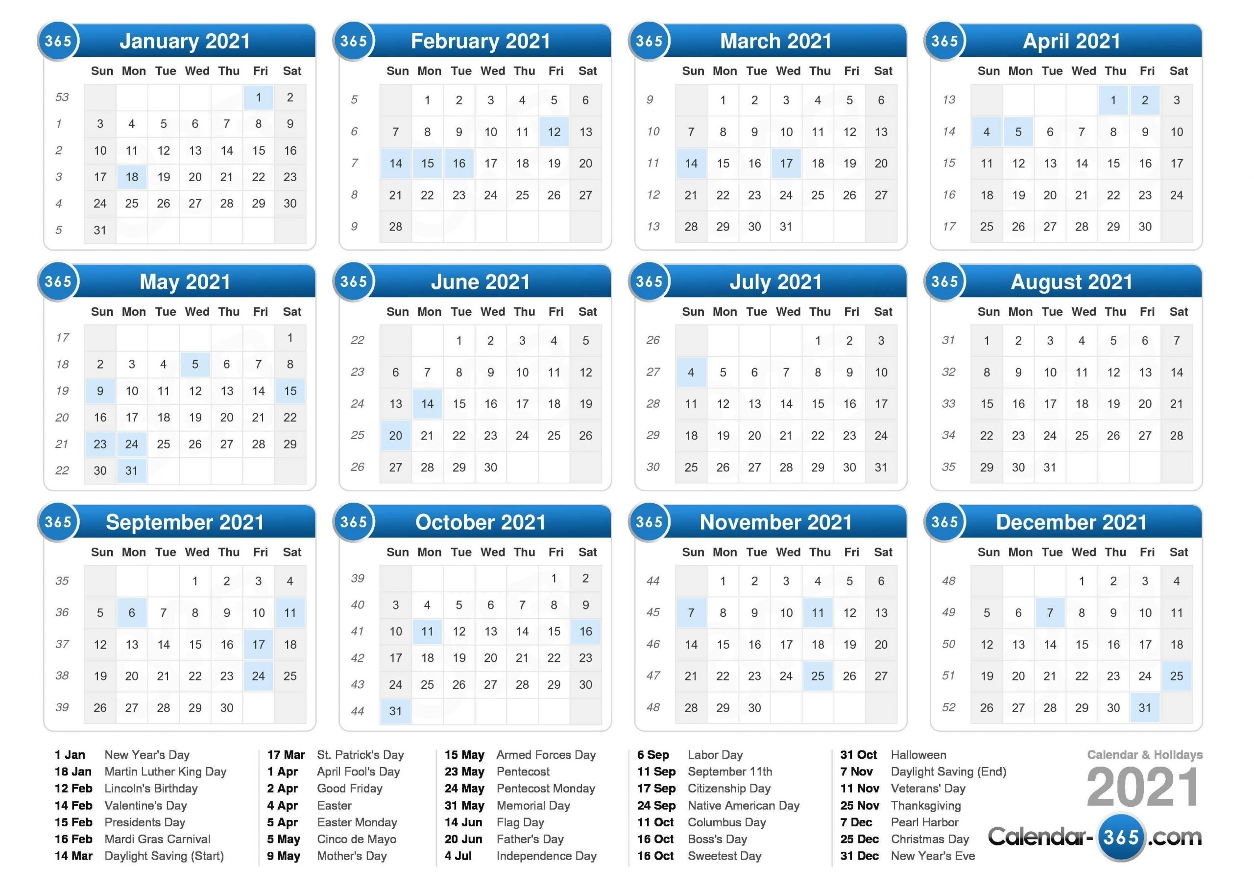 Collect Free Fillable Printable 5 Day Calendar 2021