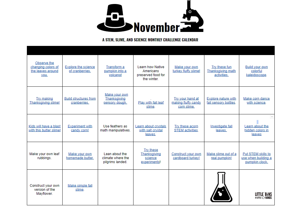 Collect Free Monthly Activities Calendar