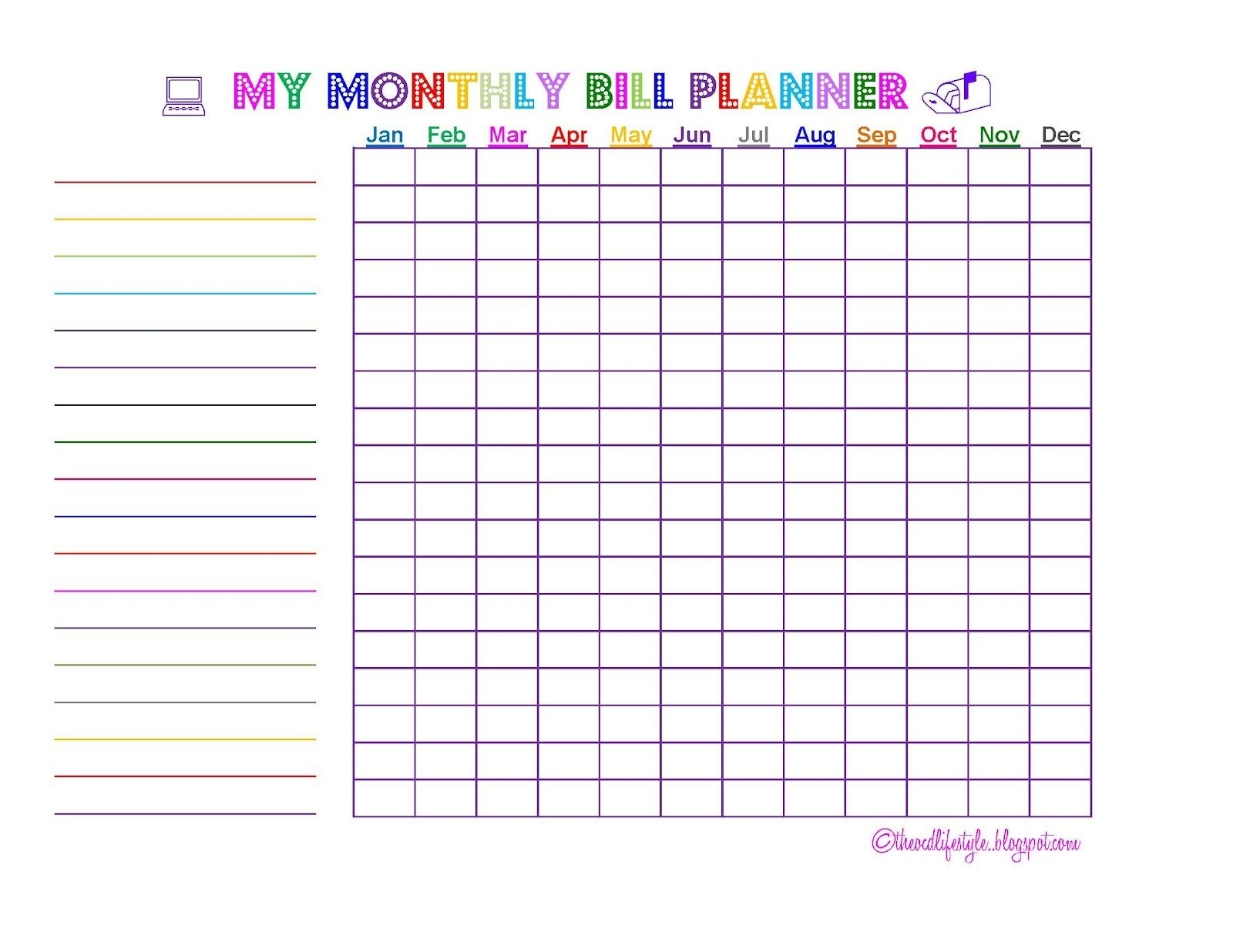 Collect Free Printable Bill Payment Chart