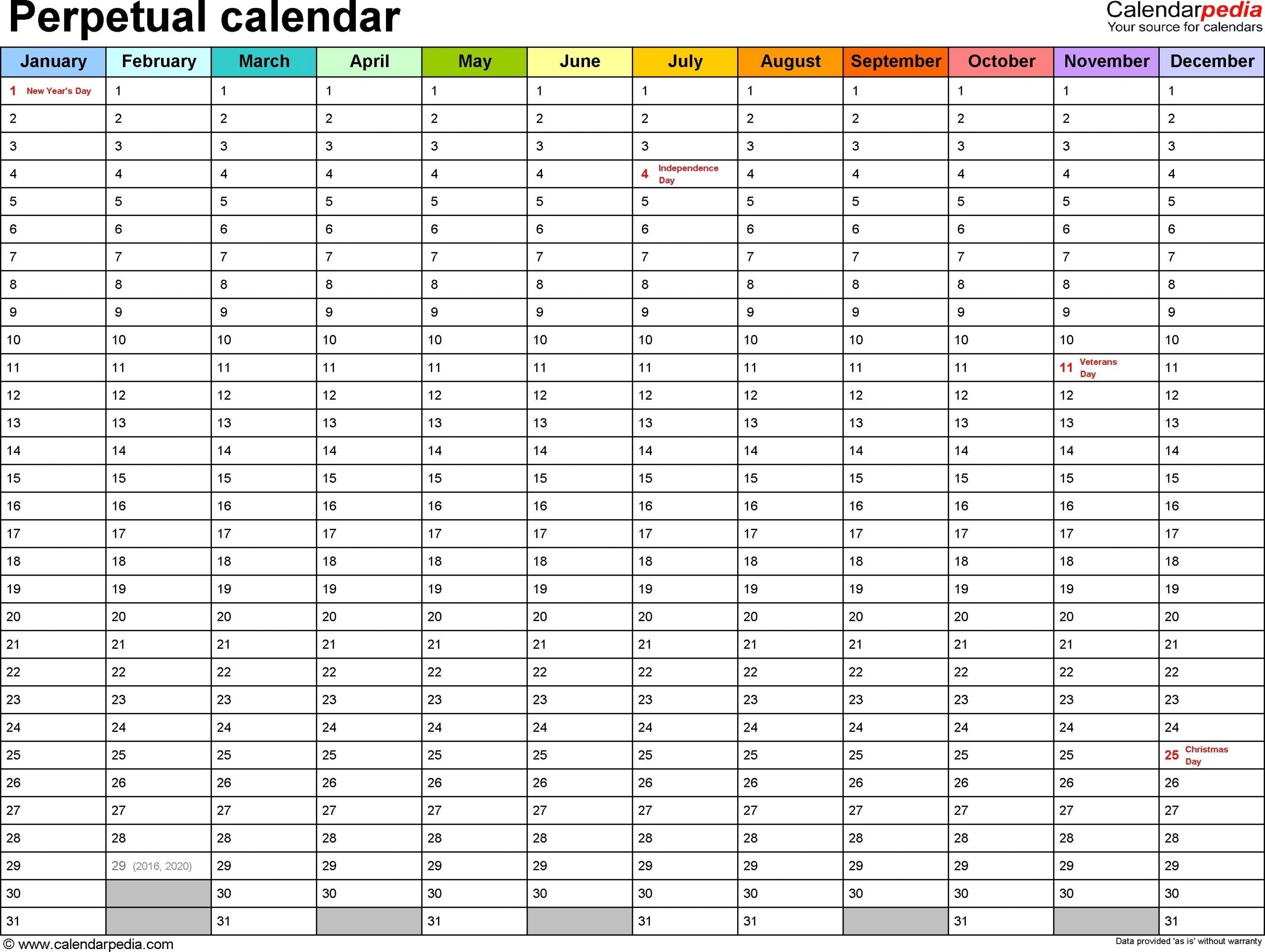 Collect Free Printable Blank Perpetual Calendars