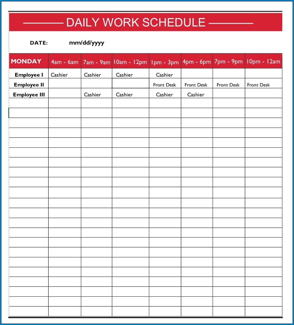 Collect Free Printable Employee Work Schedules