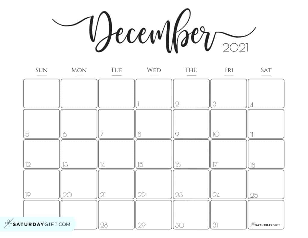 Collect Free Printable Monthly Calendar December 2021
