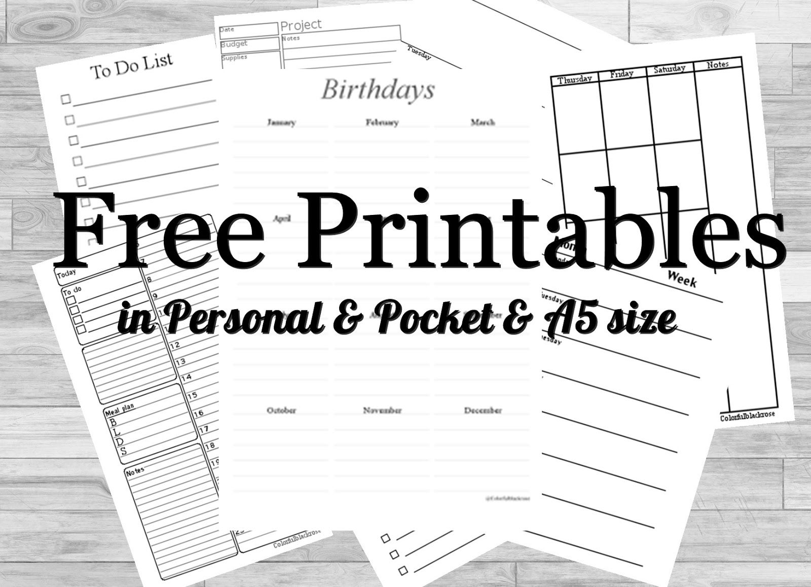 Collect Free Printable Pocket Planner