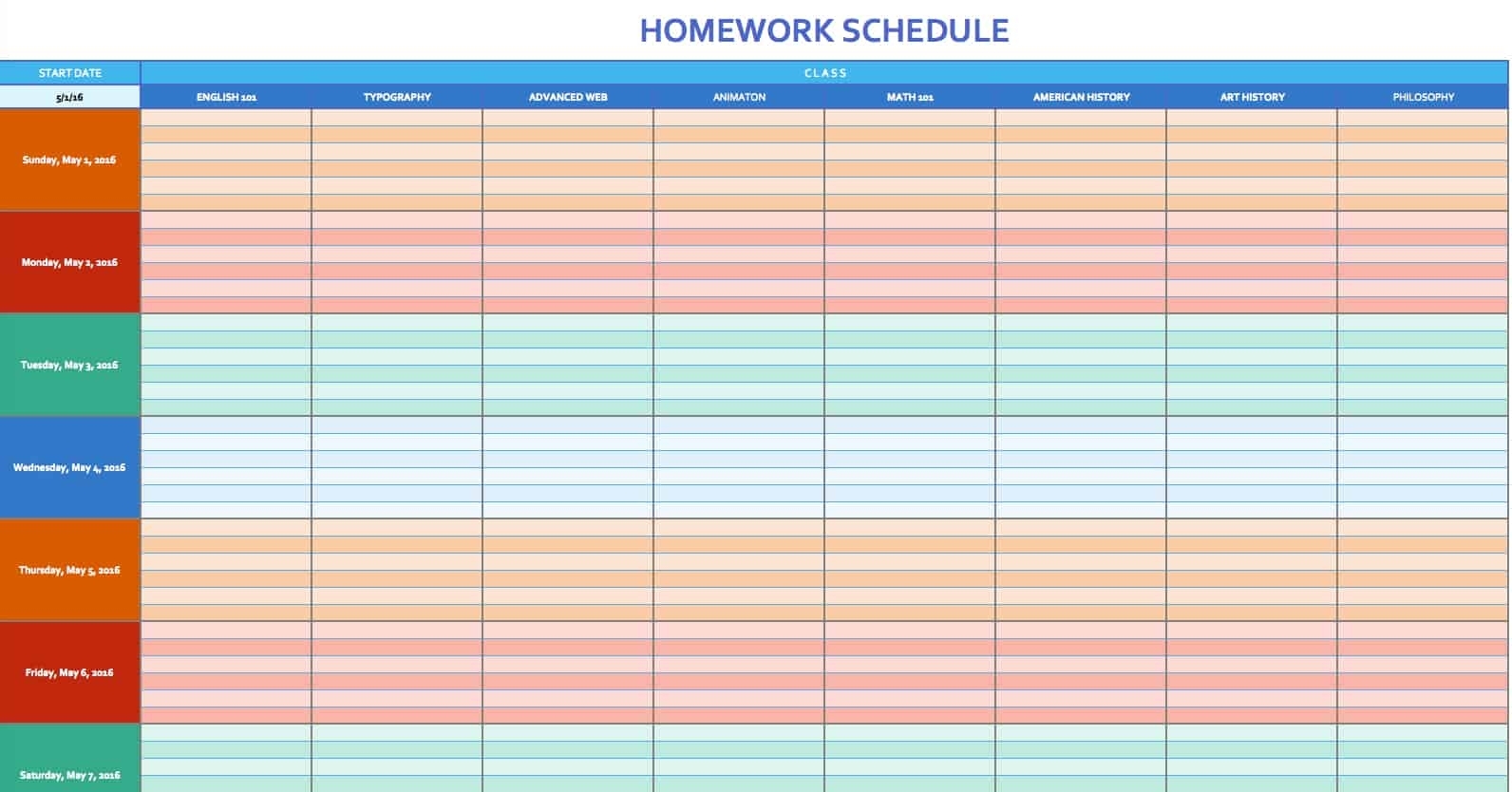 Collect Free Printable Timetable Template Excel