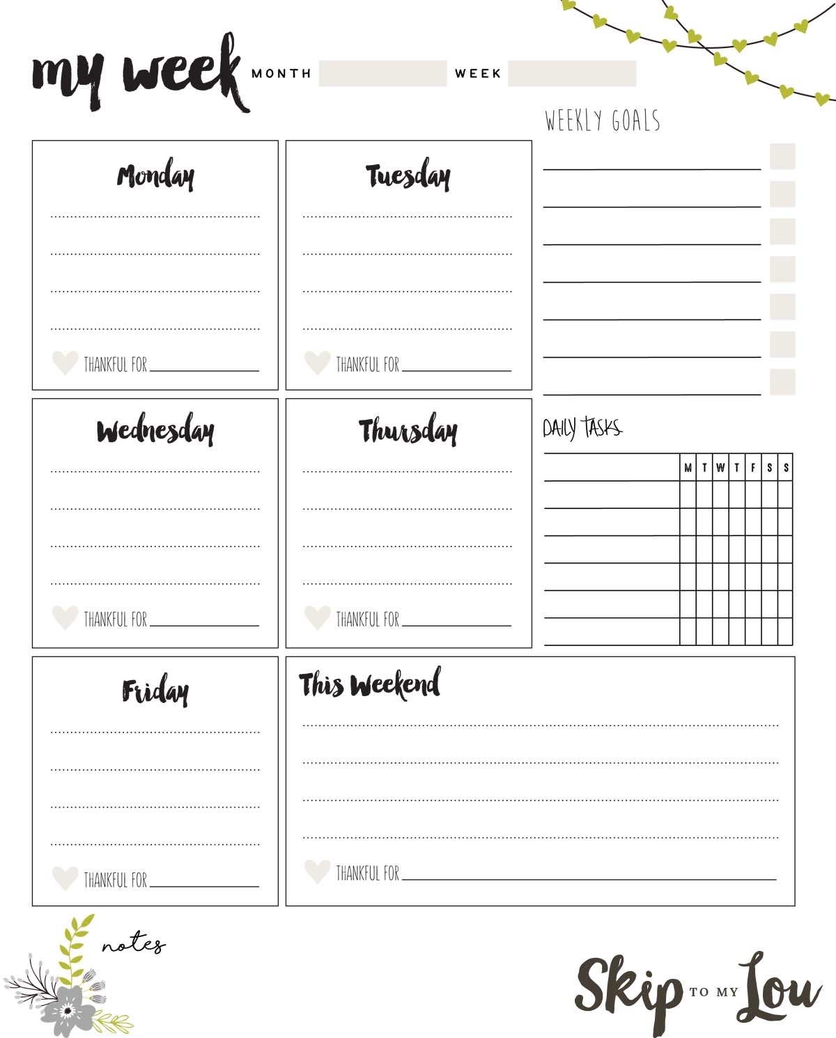 Collect Free Printable Weekly Calendar