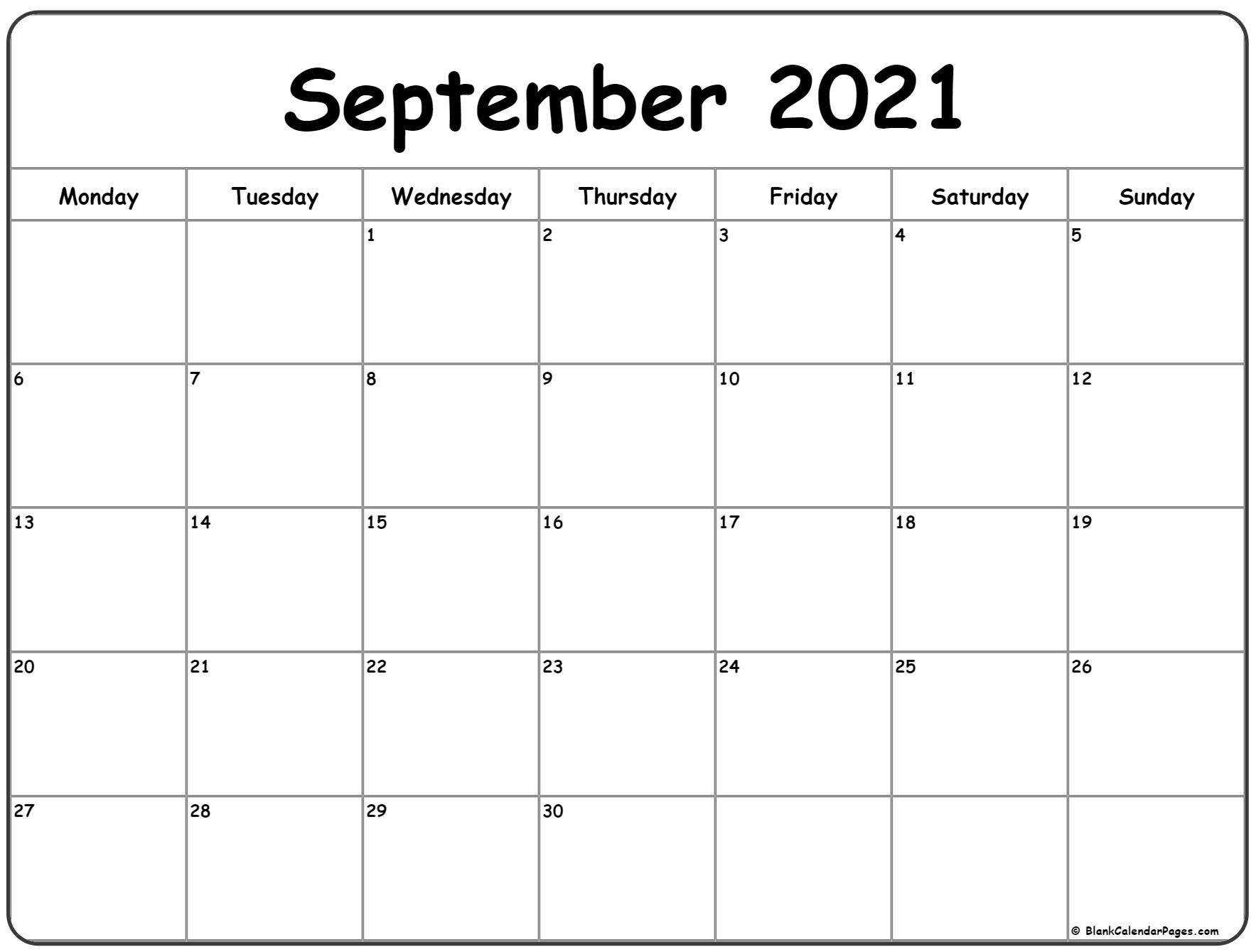 Collect Full Size September 2021 Calendar Printable