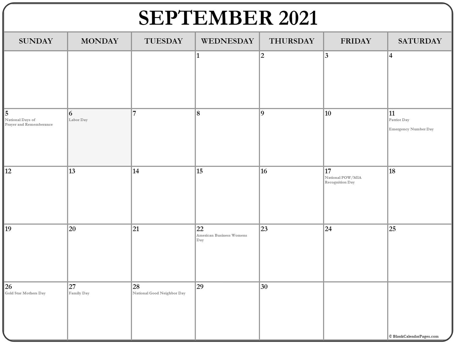 Collect Holiday List Of September 2021