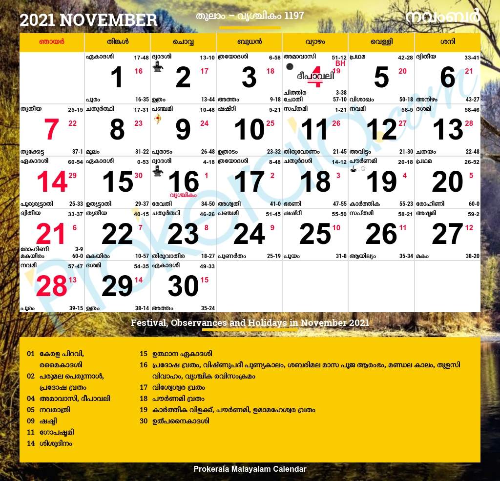 Collect Indian Calendar November2021