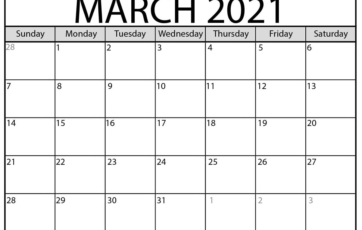 Collect Jan Feb Mar 2021 Calendar