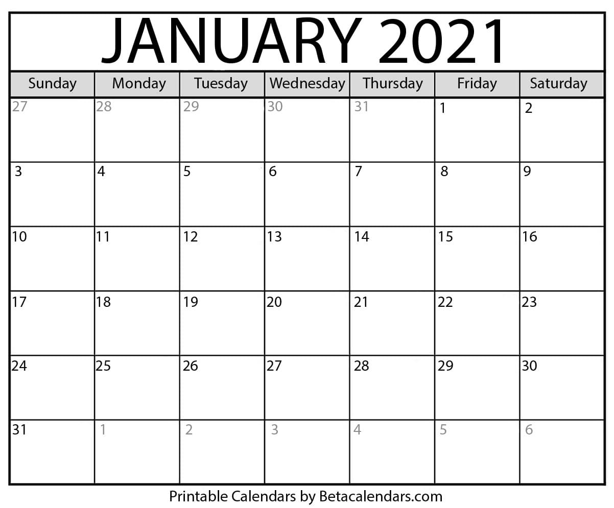 Collect January 2021 Calendar
