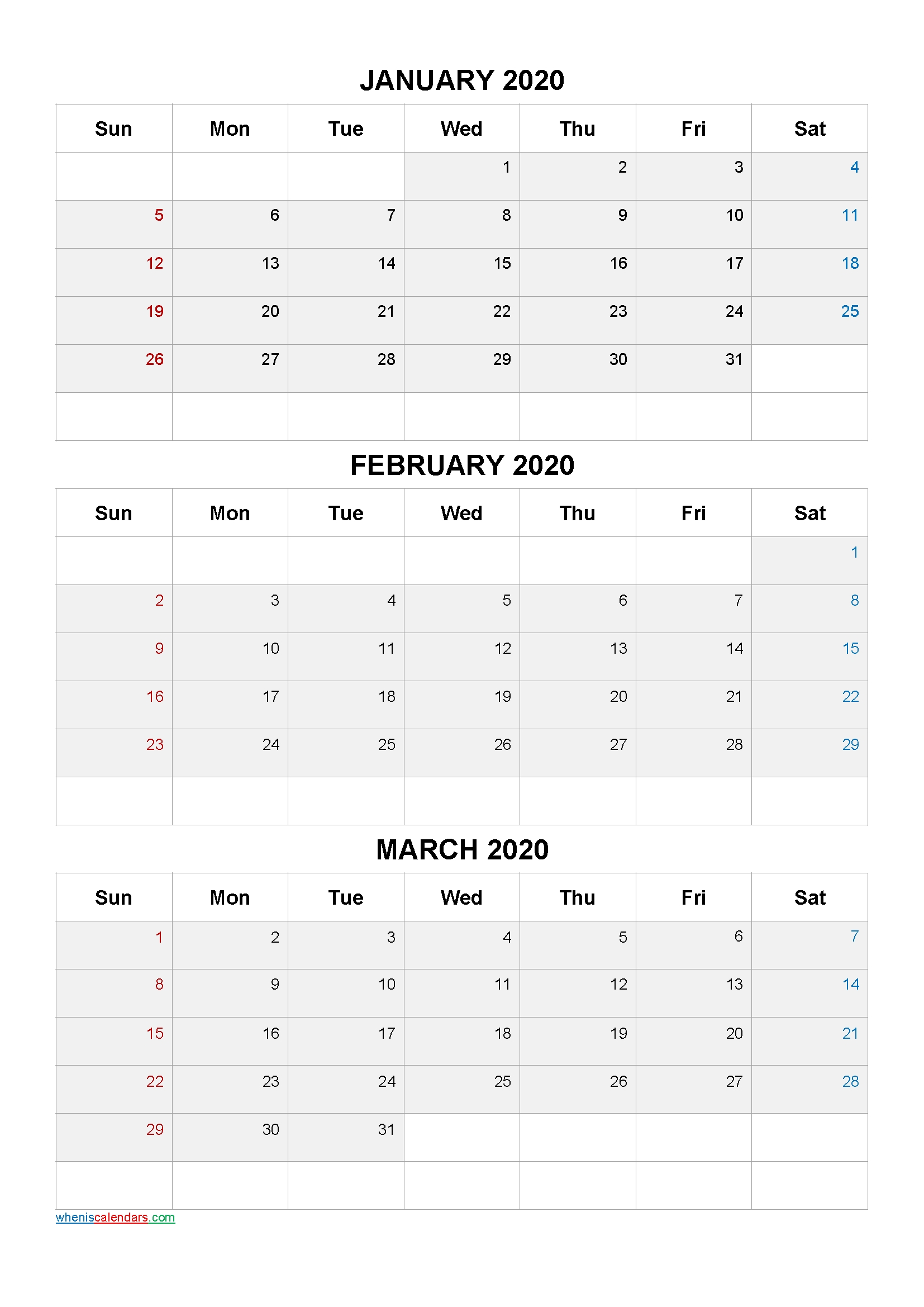 Collect January February March April 2021 Calendar Printable