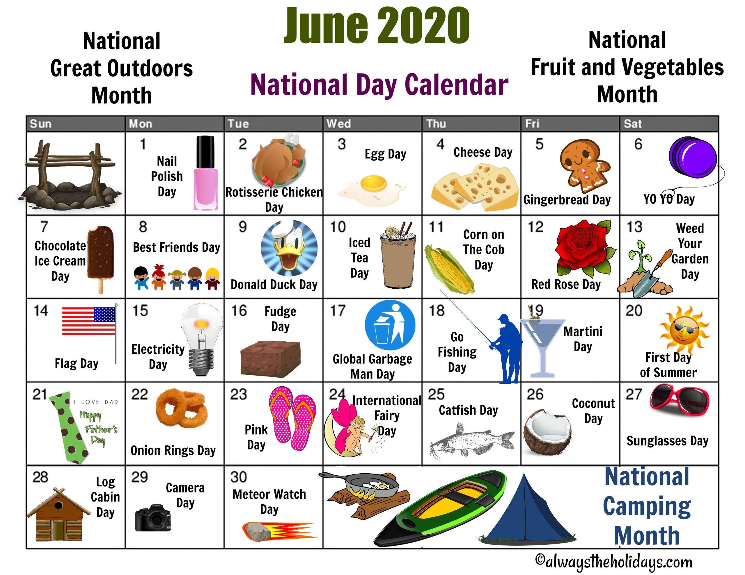 Collect July National Day Calendar 2021 Printable