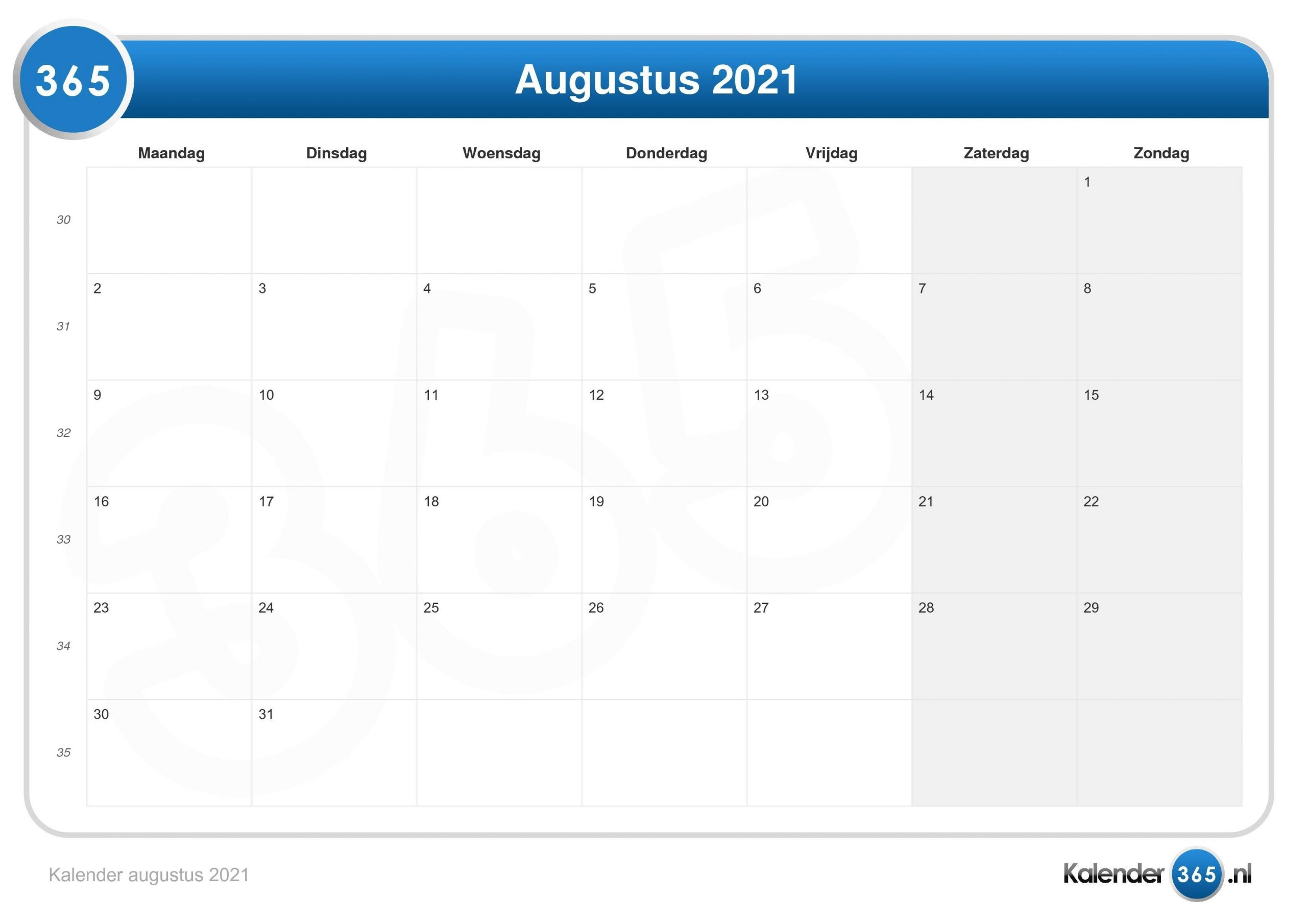 Collect Kalender 2021 Augustus September