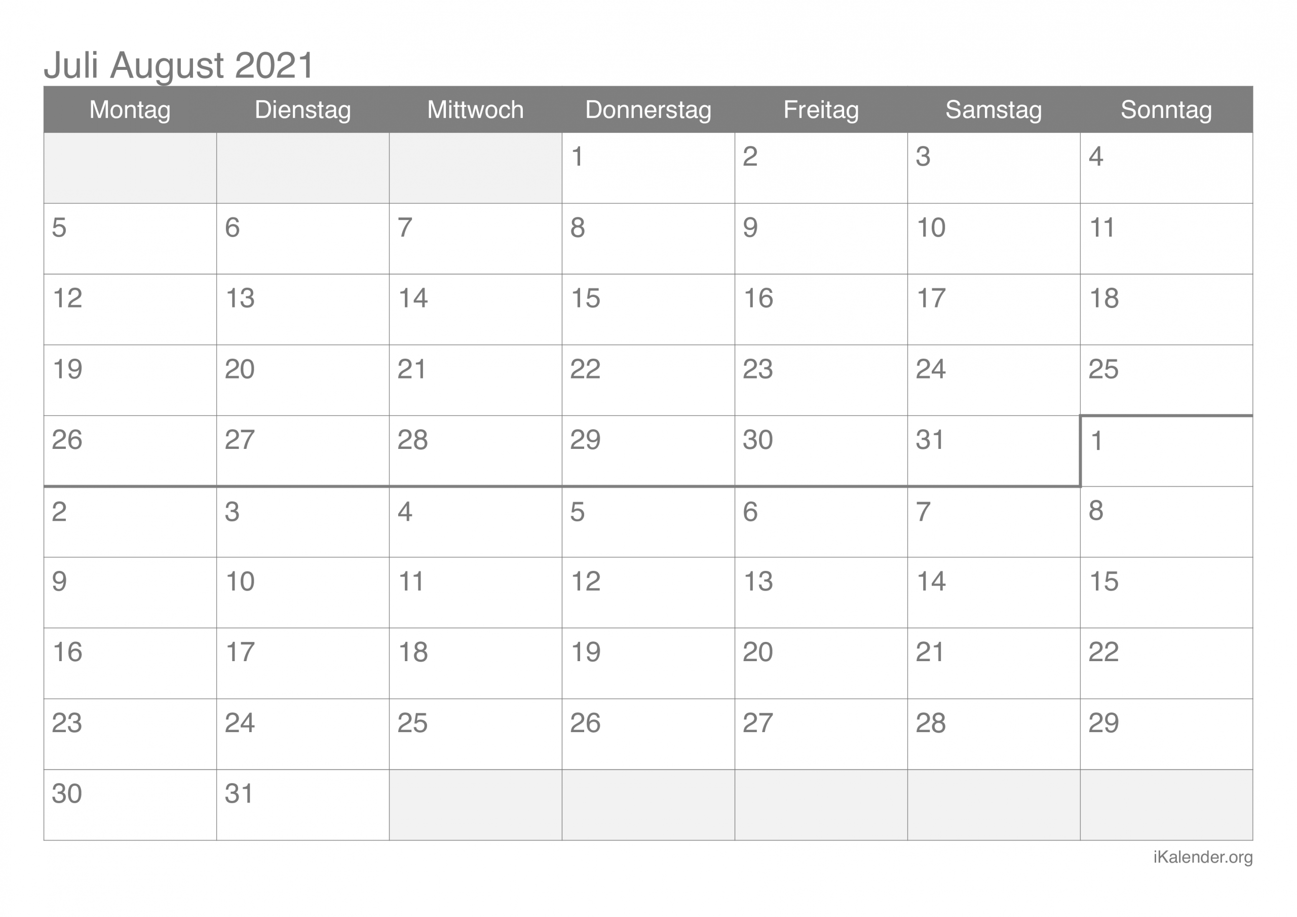 Collect Kalender Juli/August 2021