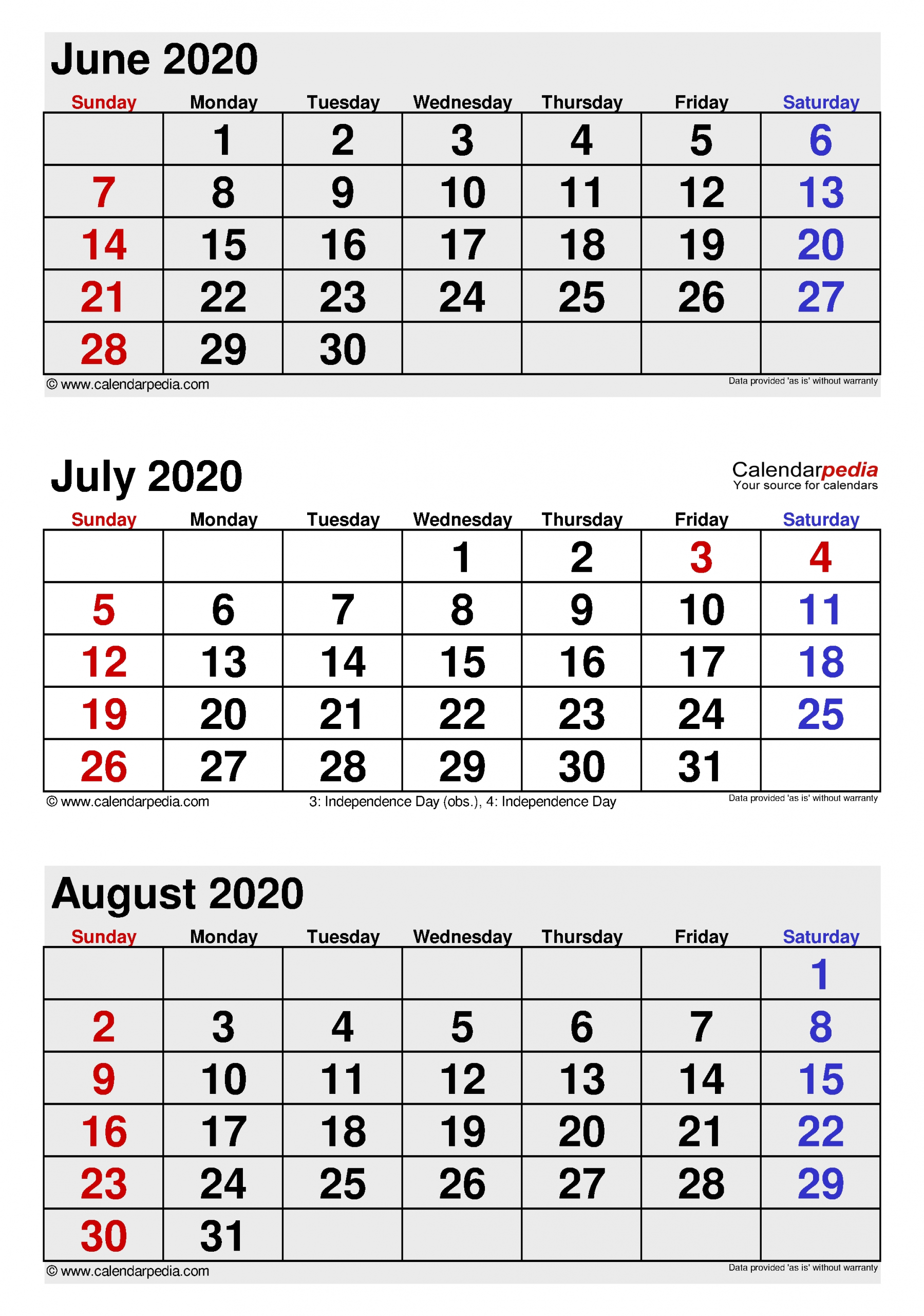 Collect Kalender Juni Juli August