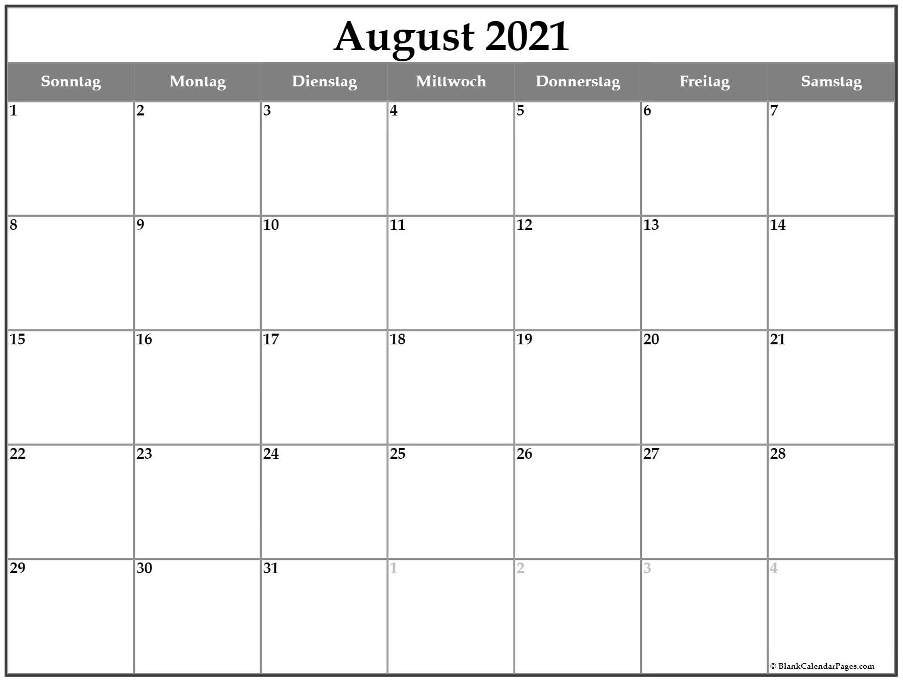 Collect Kalenderblatt August 2021 Zum Ausdrucken