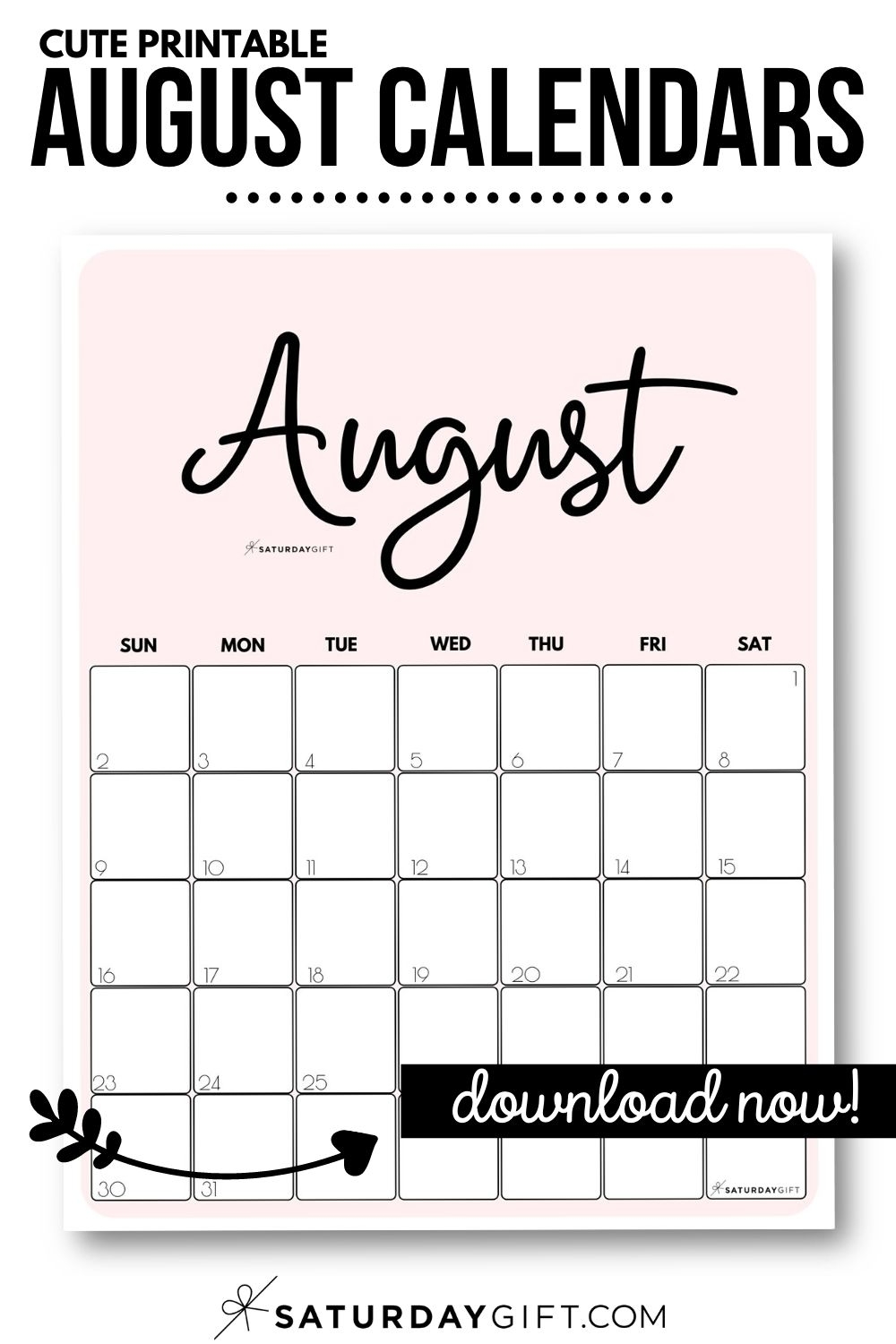 Collect Letter Size August 2021 Calendar