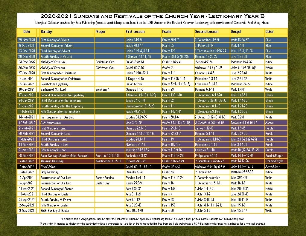 Collect Liturgical Calendar 2021 Catholic Pdf