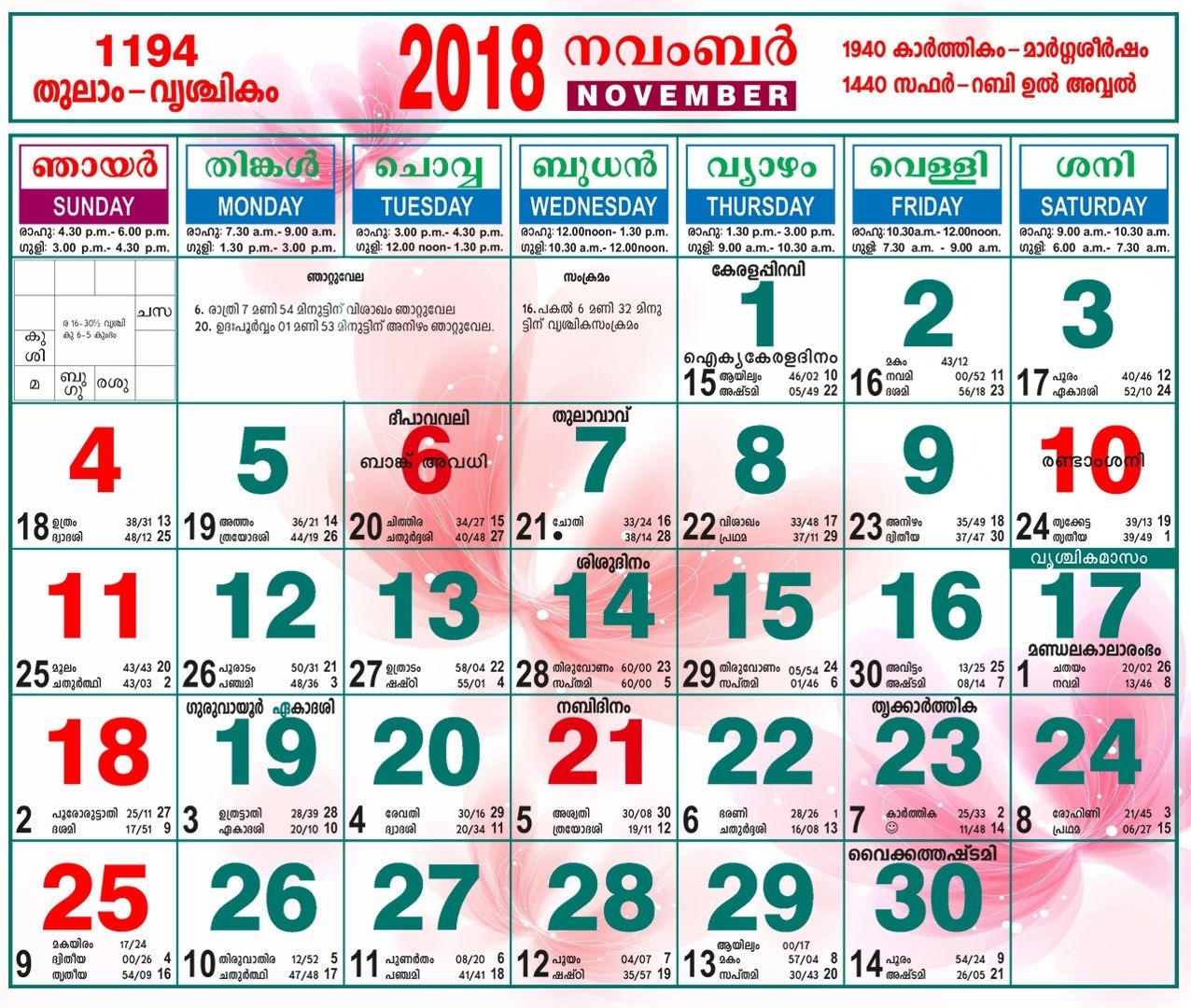 Collect Malayala Manorama Calendar December 2018
