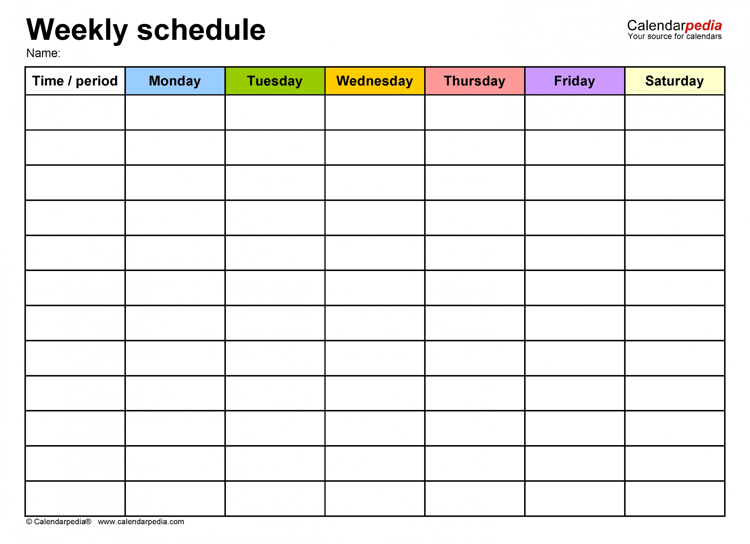 Collect Monday Through Friday Schedule