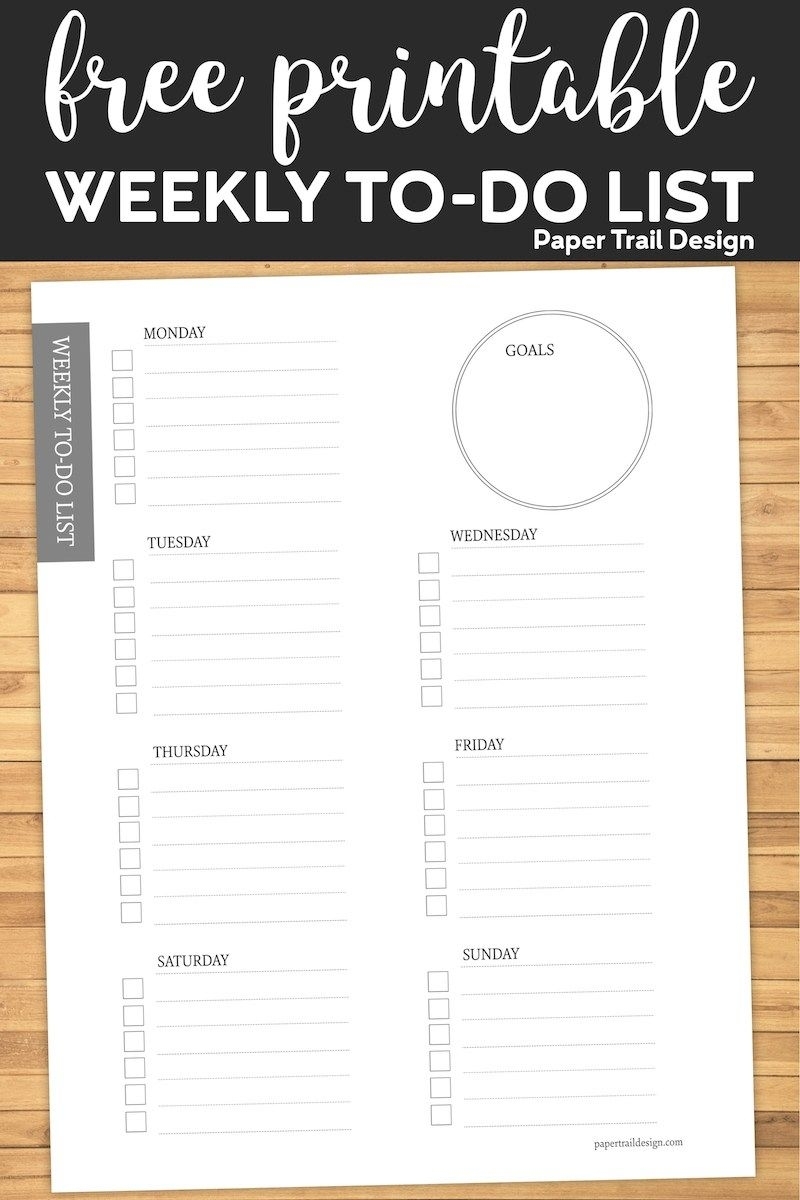 Collect Monday Thru Sunday Checklist Template