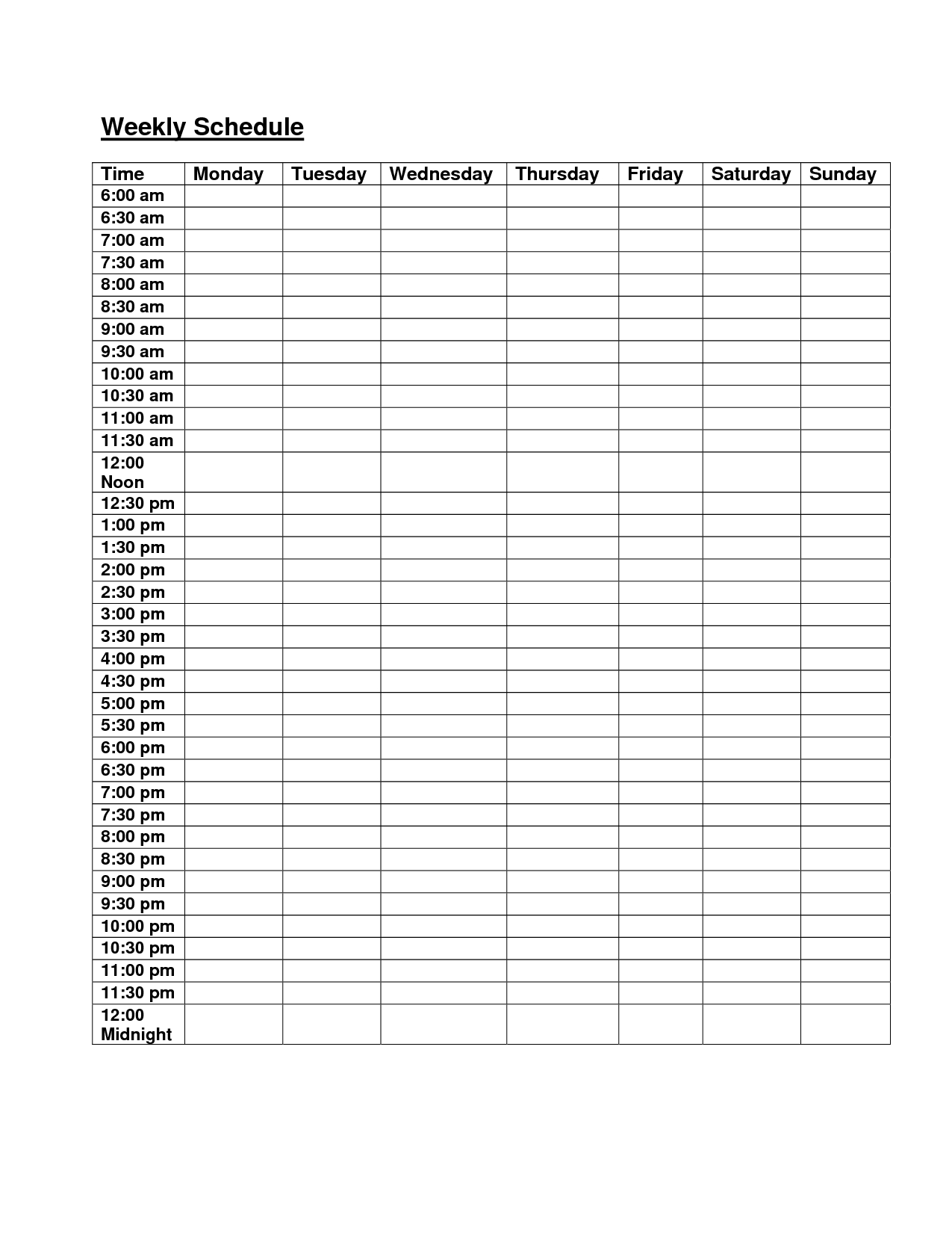 Collect Monday To Friday Calendar With Times