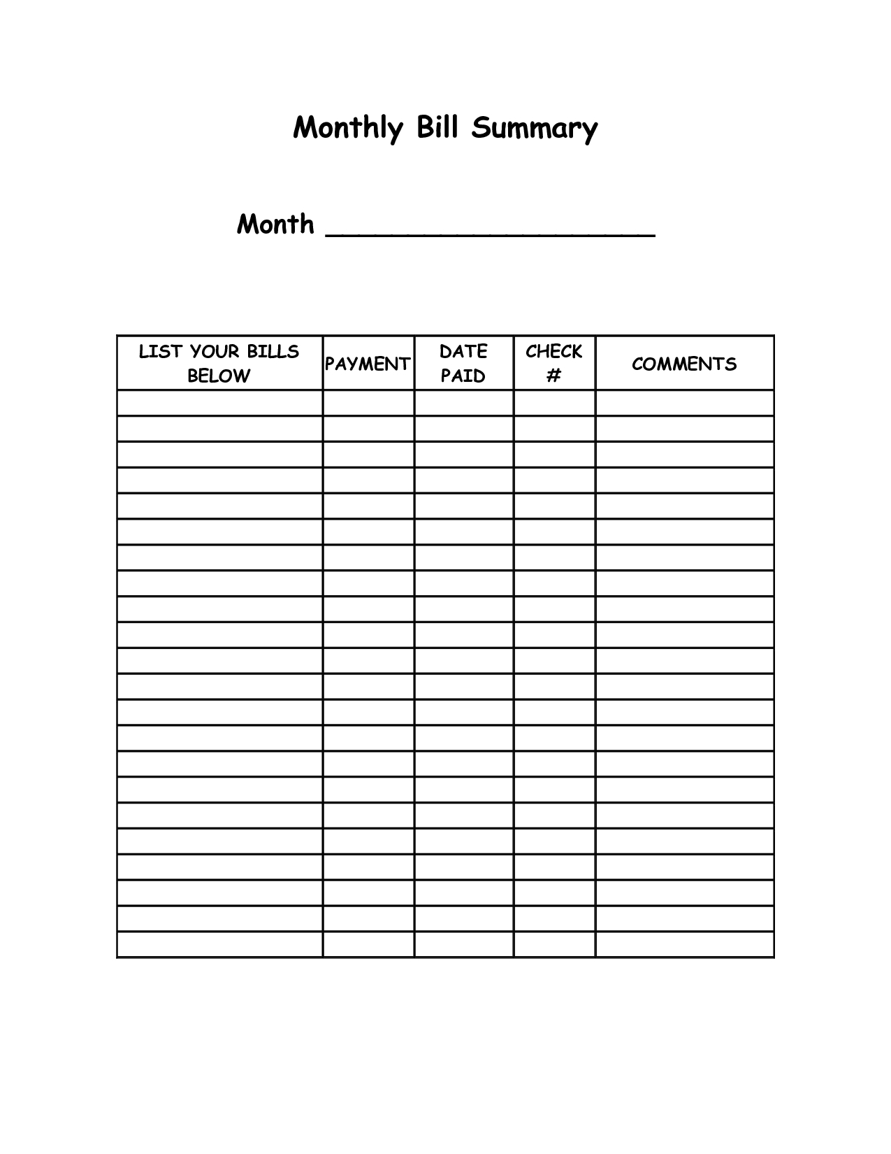 Collect Monthly Bill List Form